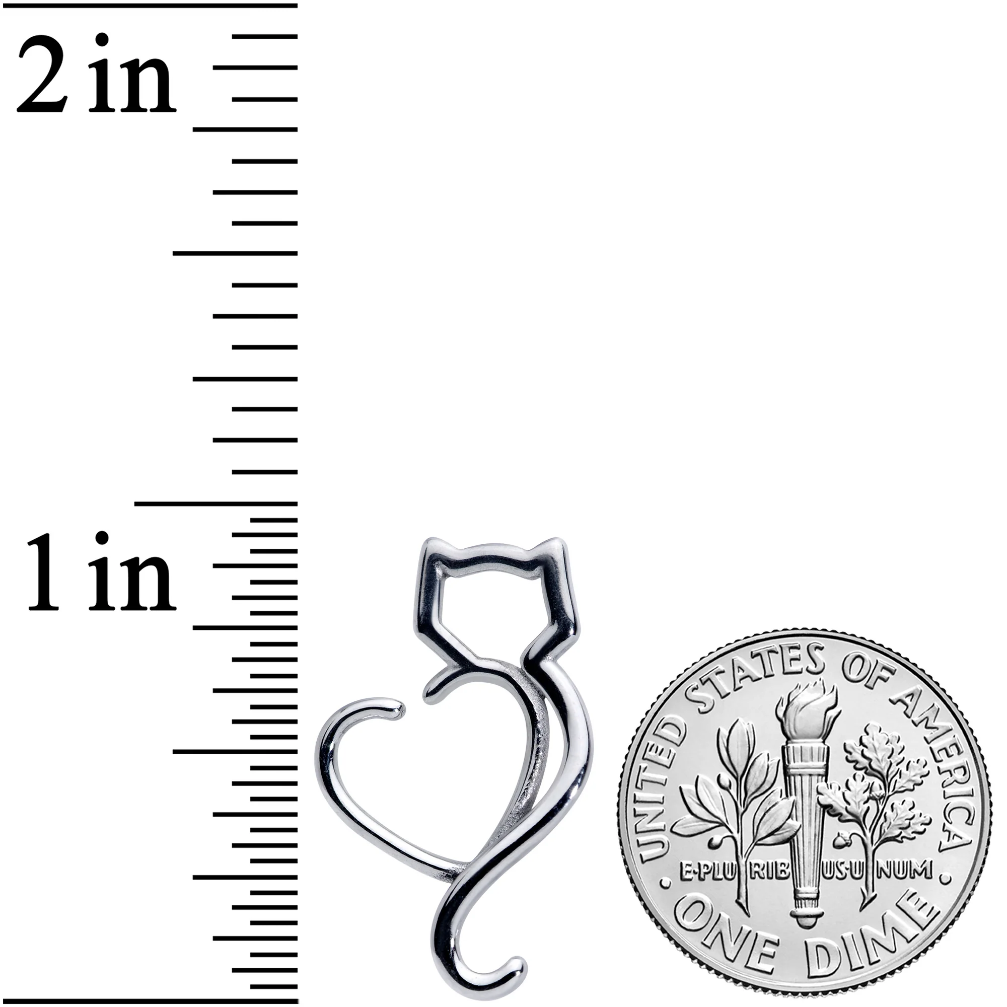 16G 5/16 Cat Lover Heart Kitty Closure Ring - Image 2