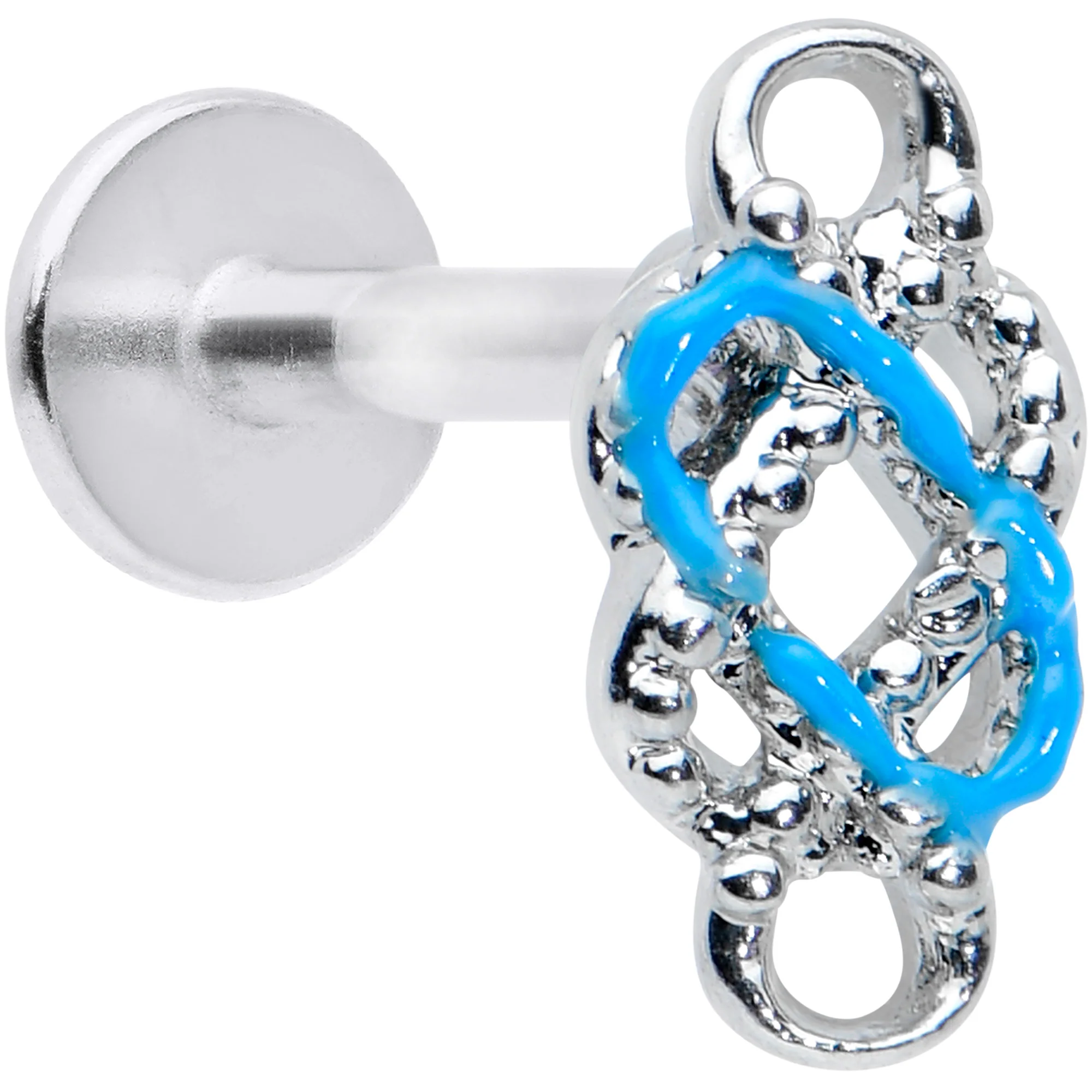 16G 5/16 Celtic Knot Blue Labret Monroe Tragus