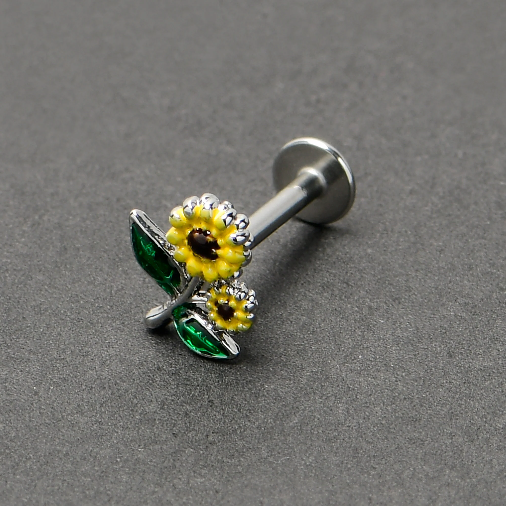 16G 5/16 Cheery Inlay Sunflowers Labret Monroe Tragus - Image 6