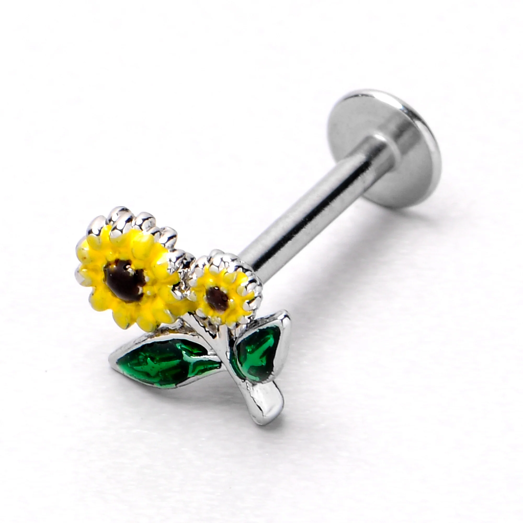 16G 5/16 Cheery Inlay Sunflowers Labret Monroe Tragus - Image 7