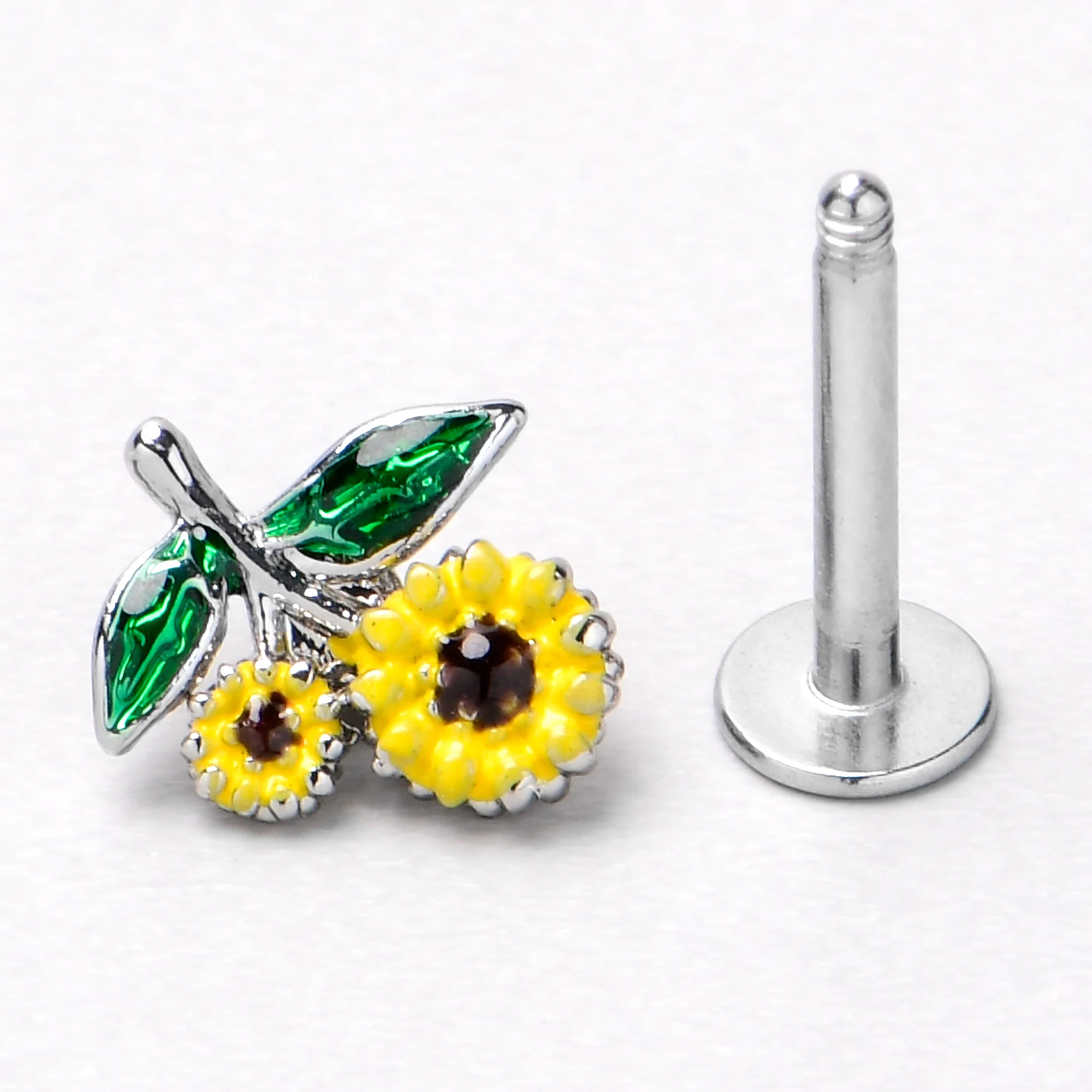 16G 5/16 Cheery Inlay Sunflowers Labret Monroe Tragus - Image 8