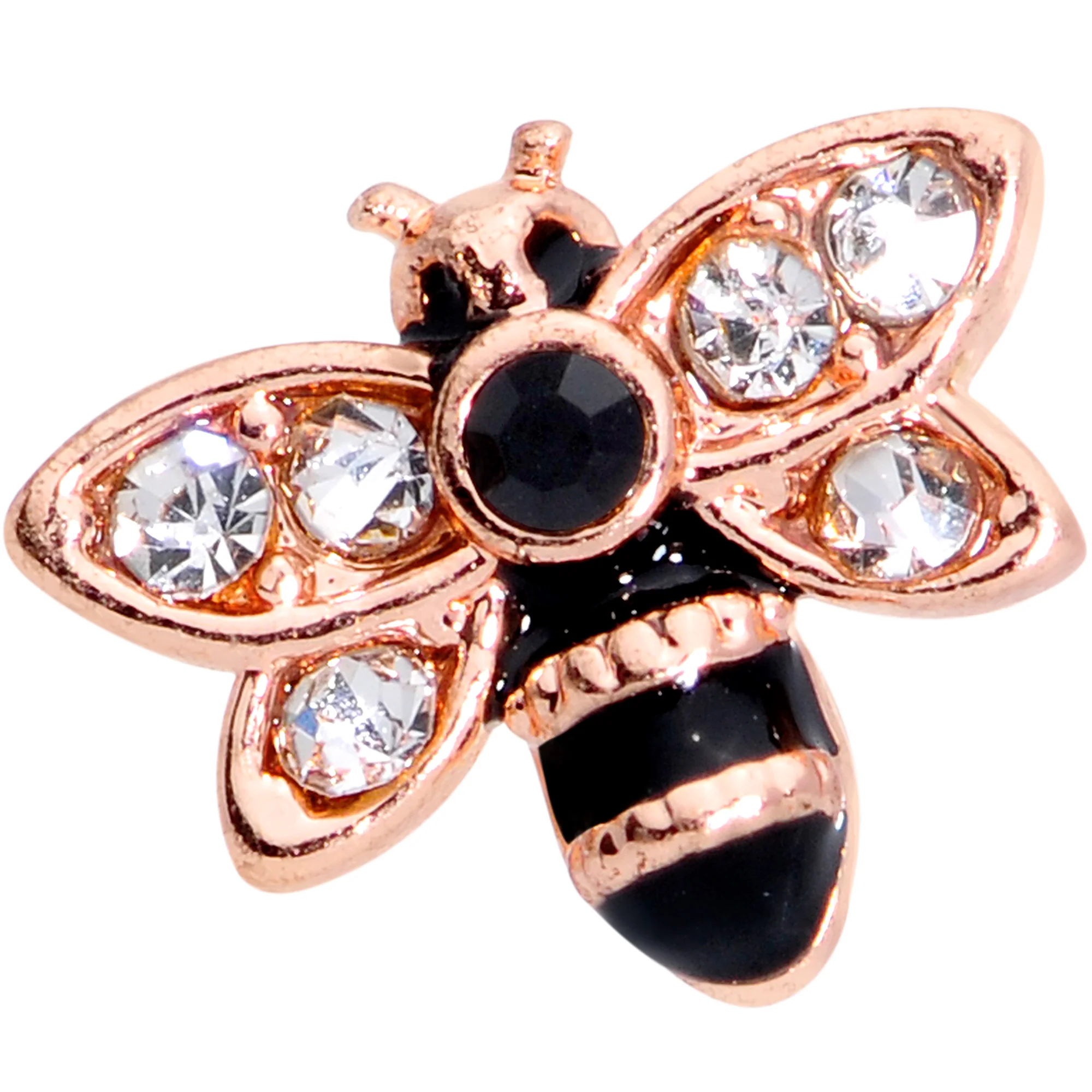 16G 5/16 Clear Black Gem Rose Gold Tone Bee Labret Monroe Tragus - Image 5