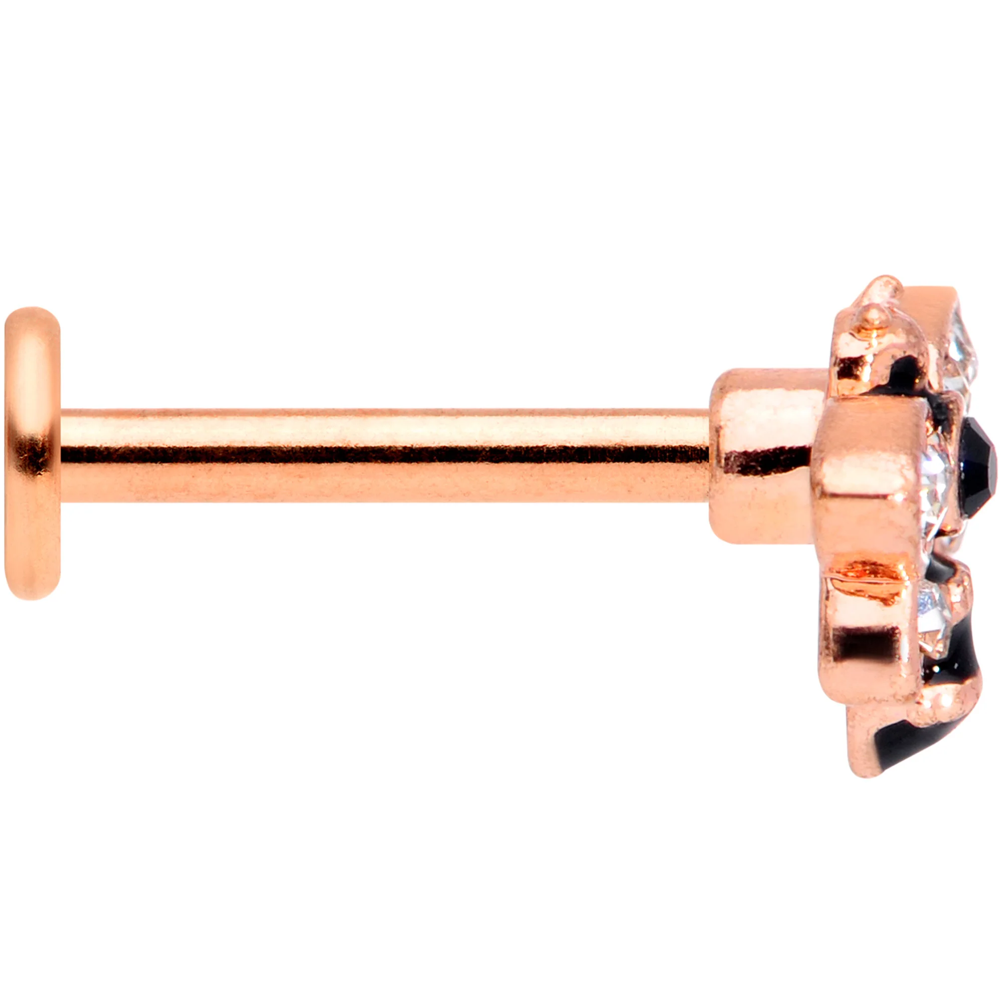 16G 5/16 Clear Black Gem Rose Gold Tone Bee Labret Monroe Tragus - Image 6