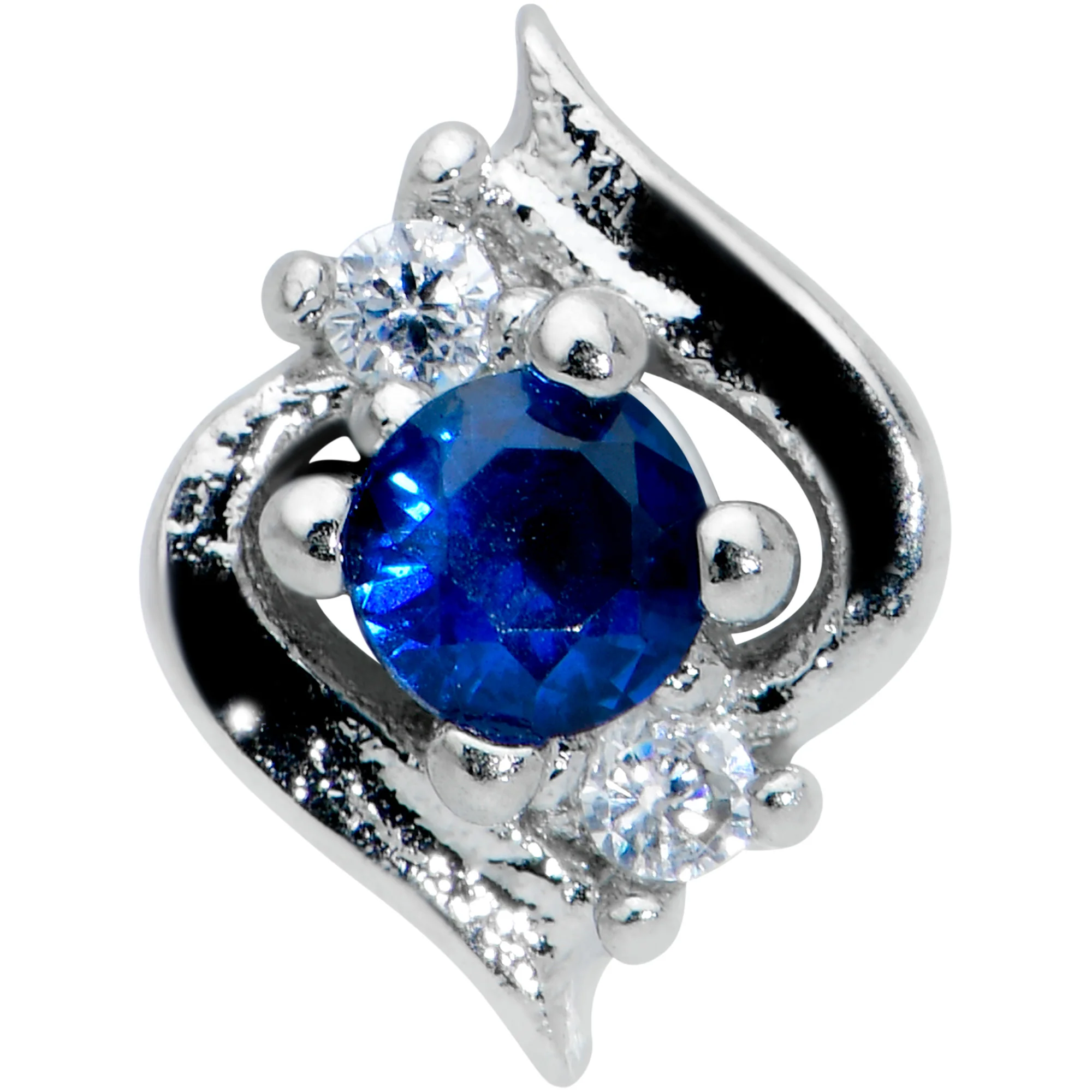16G 5/16 Clear Blue Gem Oval Swirl Labret Monroe Tragus - Image 2