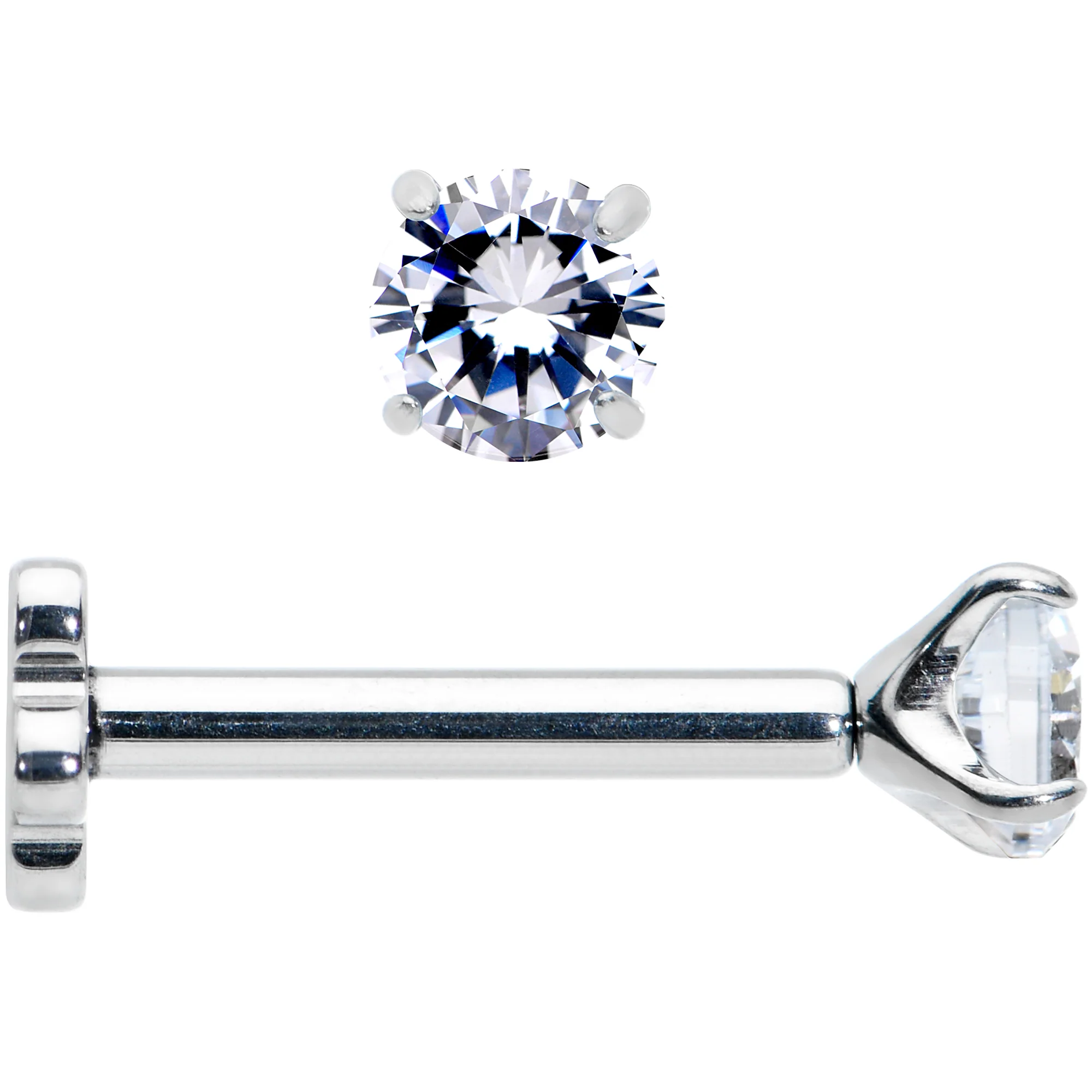 16G 5/16 Clear CZ G23 Titanium Threadless Flower Labret Tragus - Image 2