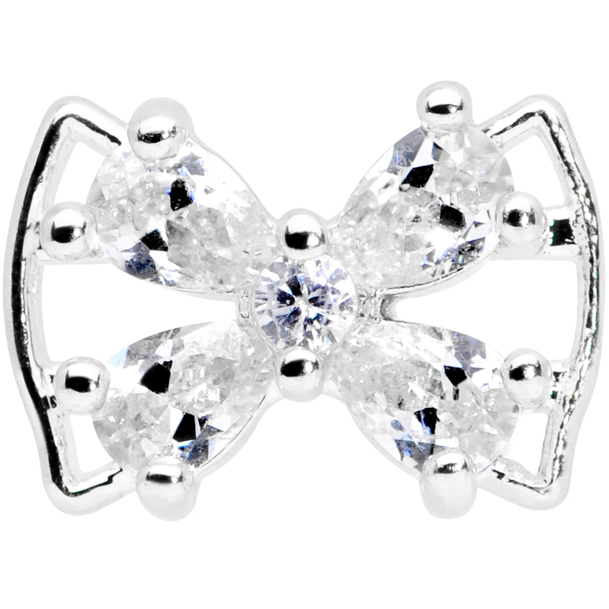 16G 5/16 Clear CZ Gem Beauty Bow Labret Monroe Tragus - Image 2