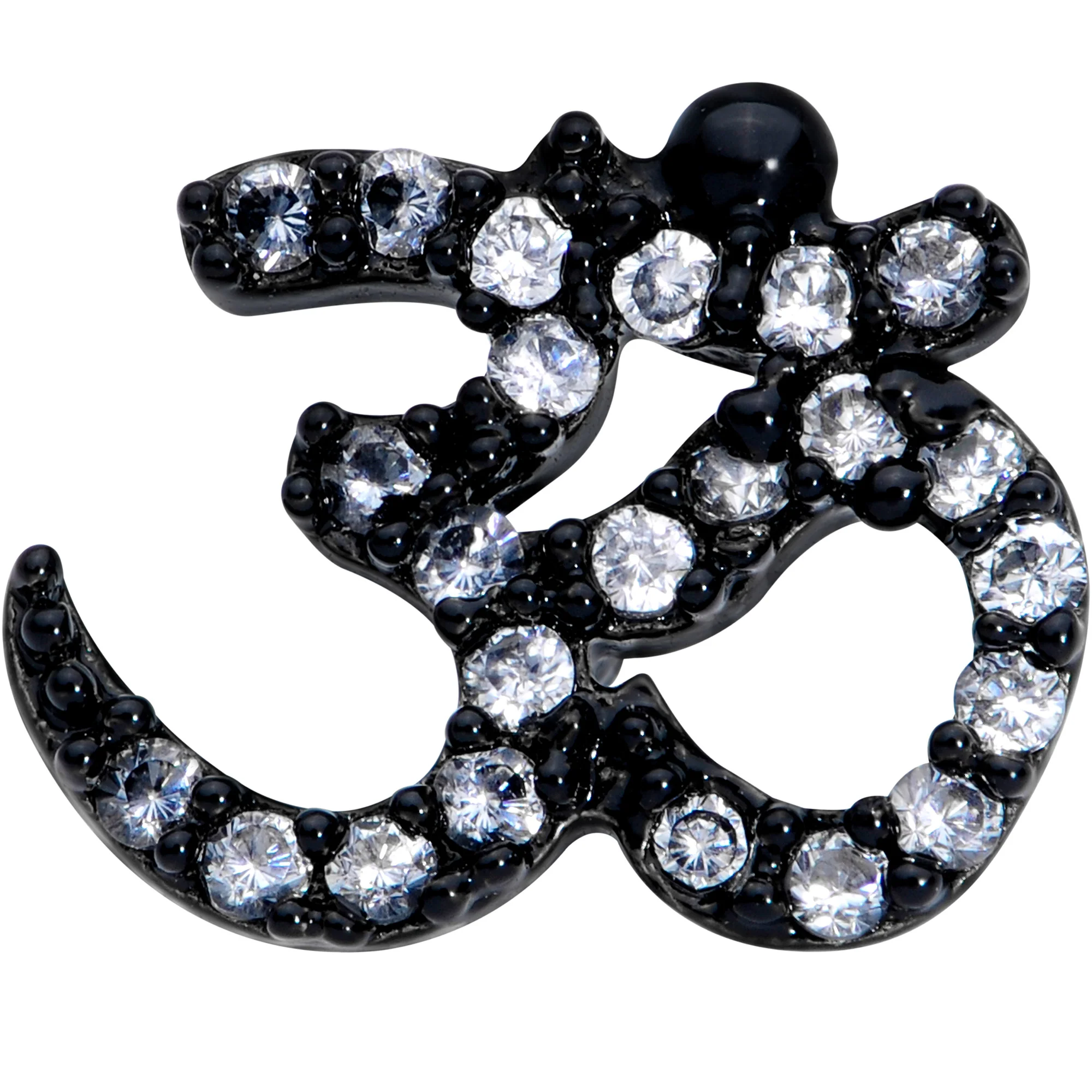 16G 5/16 Clear CZ Gem Black Amazing Om Labret Monroe Tragus - Image 2