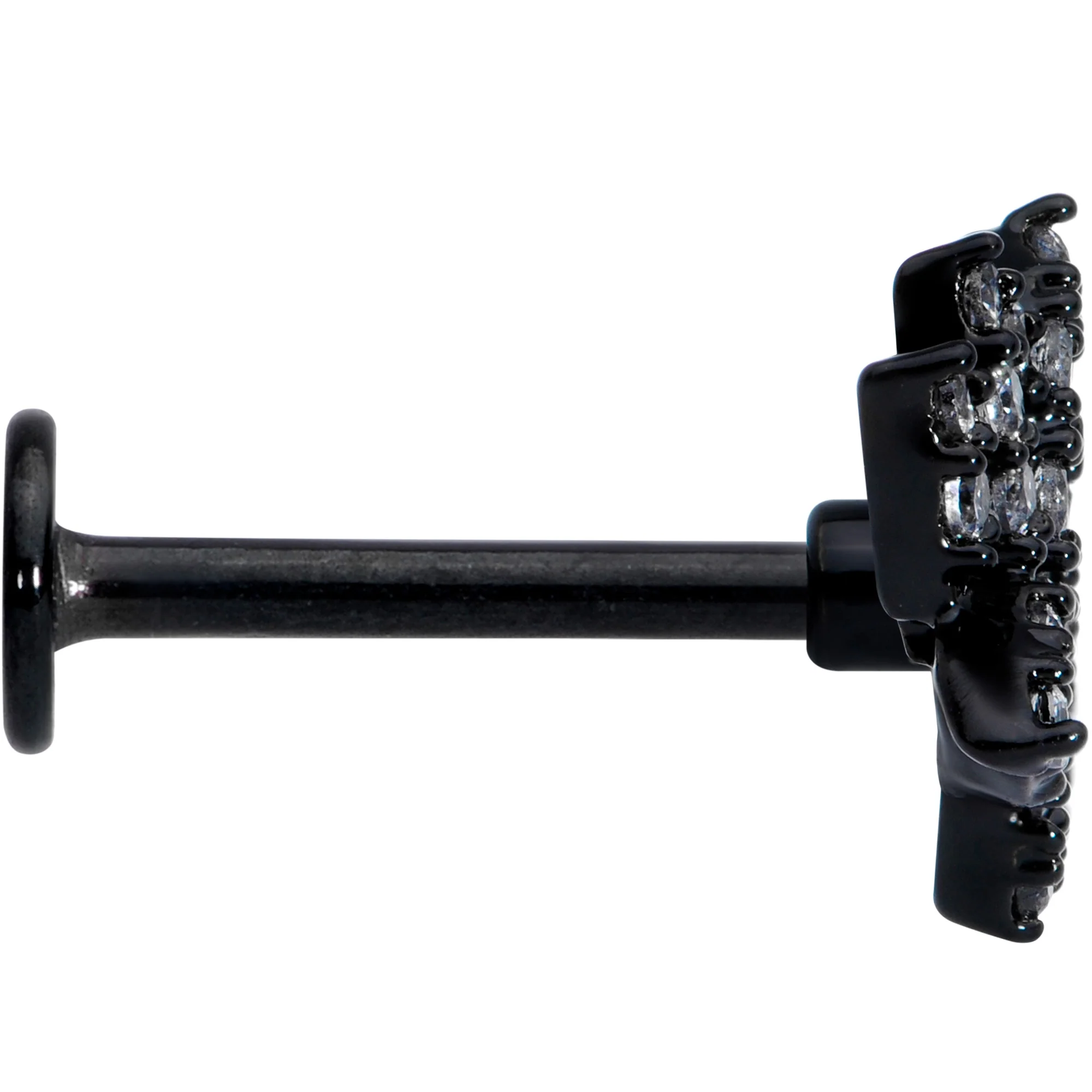16G 5/16 Clear CZ Gem Black Lotus Flower Labret Monroe Tragus - Image 3