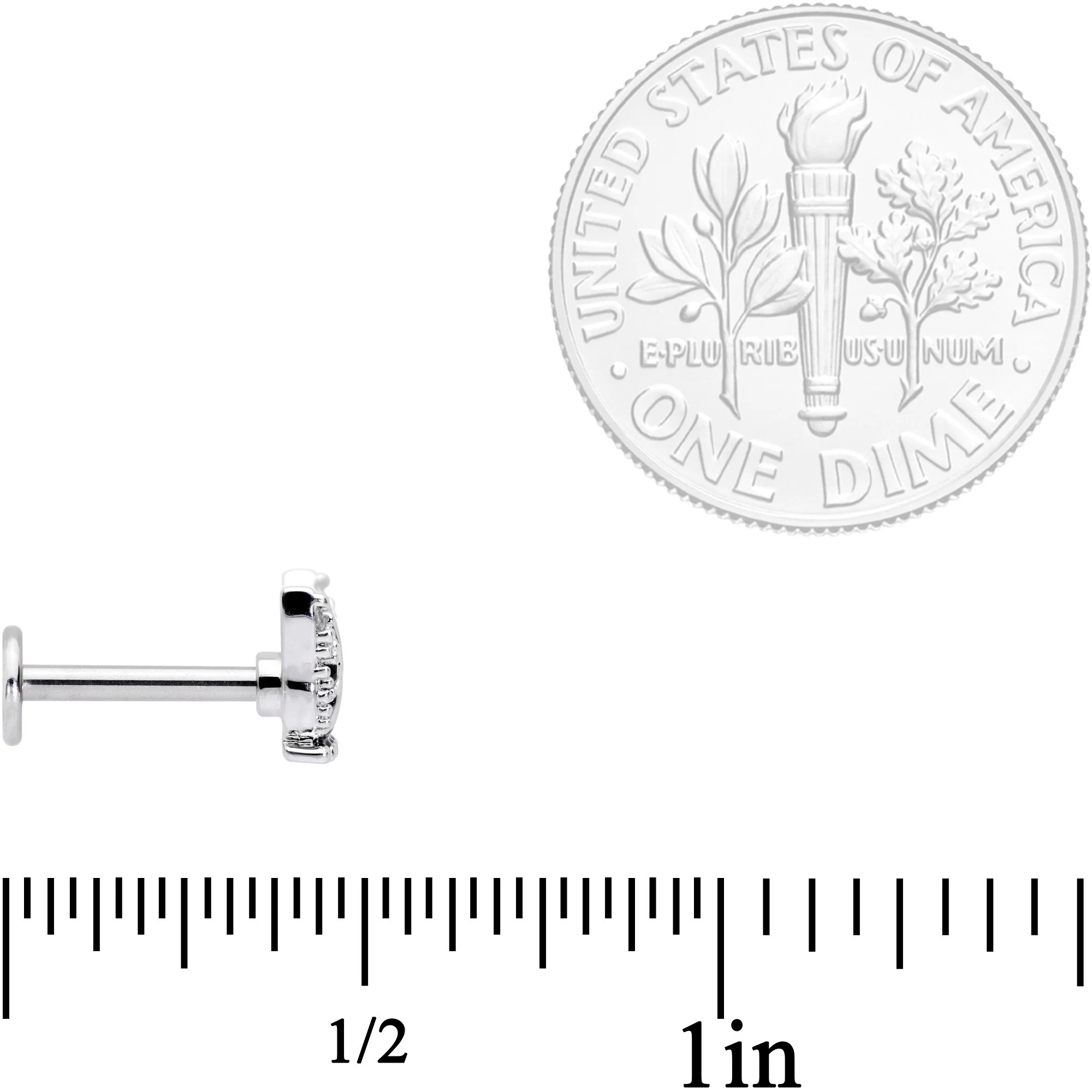 16G 5/16 Clear CZ Gem Bulldog Labret Monroe Tragus - Image 4