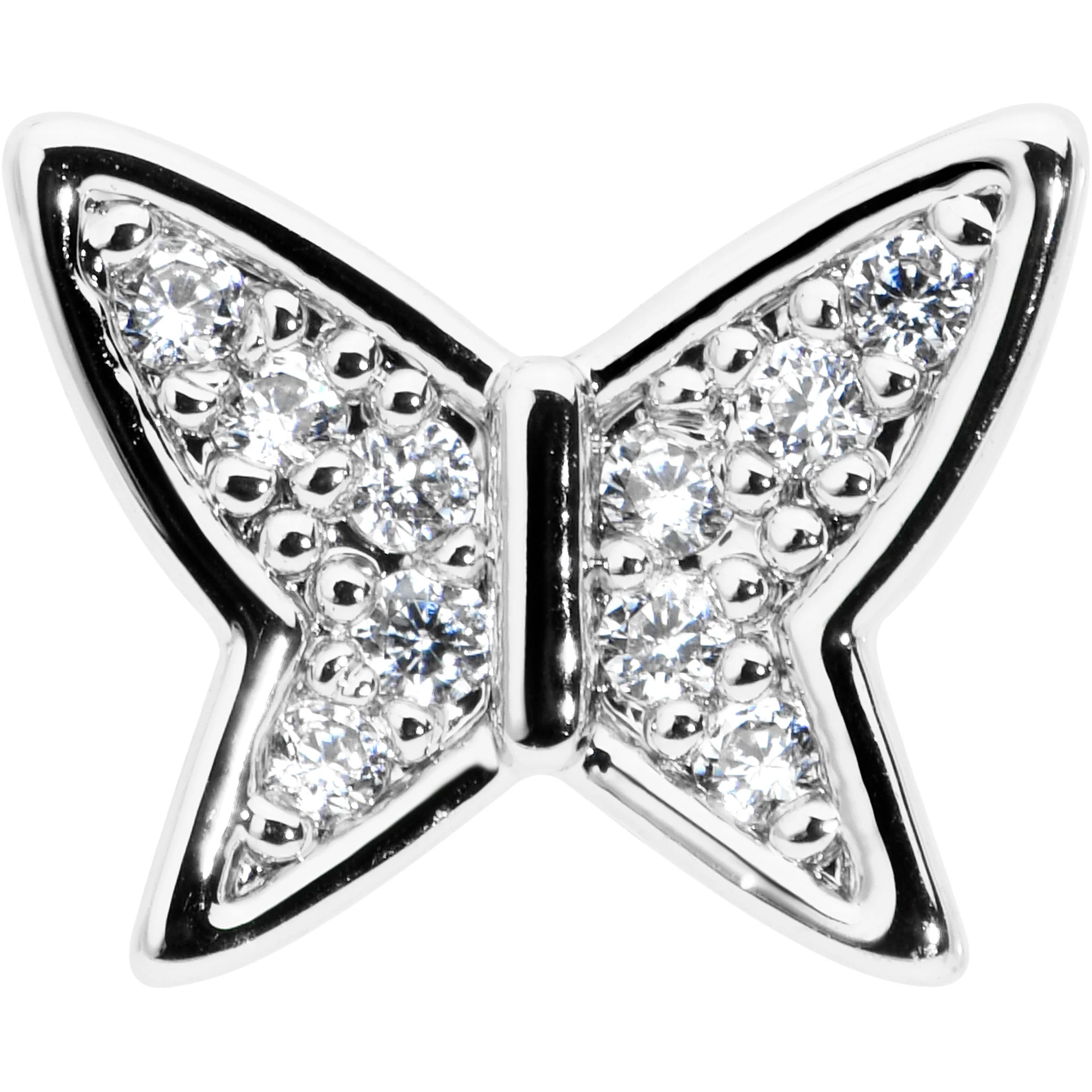 16G 5/16 Clear CZ Gem Butterfly Internally Threaded Labret Tragus - Image 2