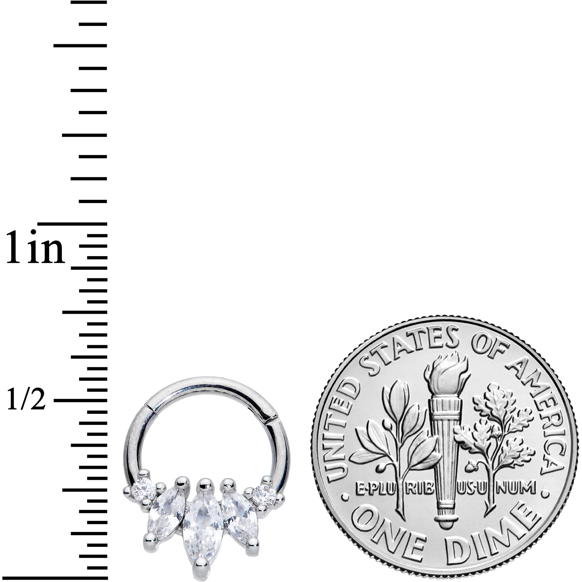 16G 5/16 Clear CZ Gem Circlet Hinged Segment Ring - Image 3