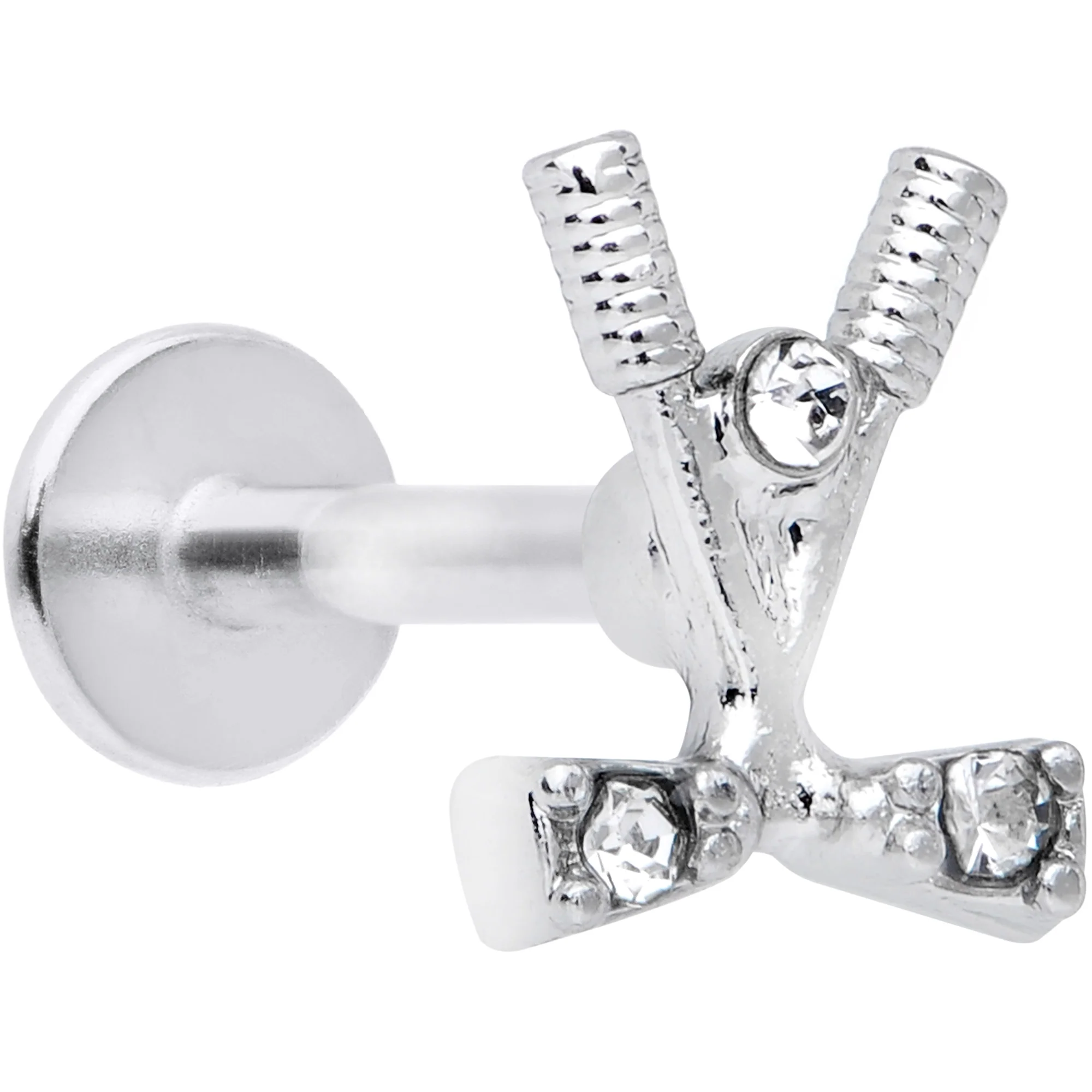 16G 5/16 Clear CZ Gem Crossed Golf Clubs Labret Monroe Tragus