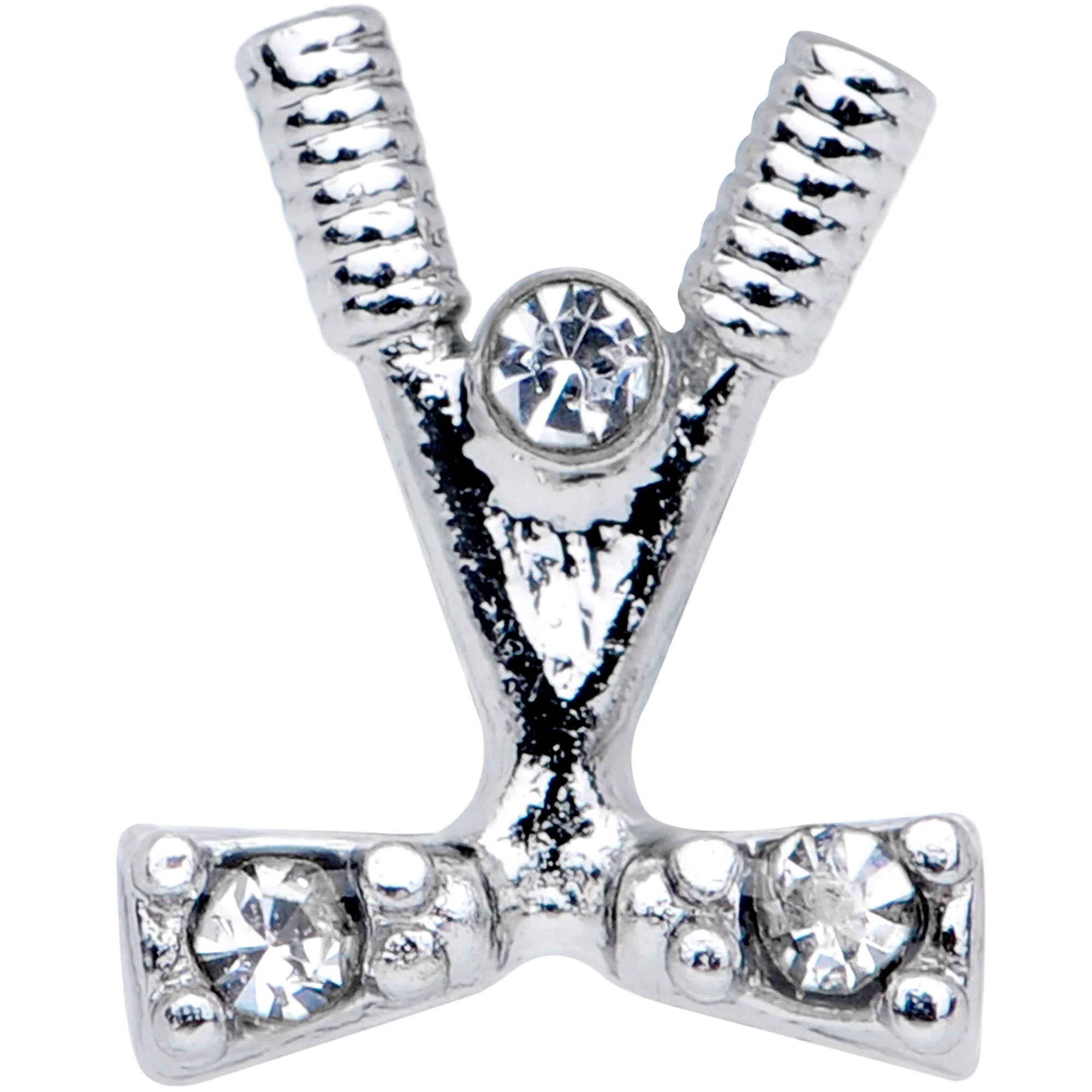 16G 5/16 Clear CZ Gem Crossed Golf Clubs Labret Monroe Tragus - Image 2