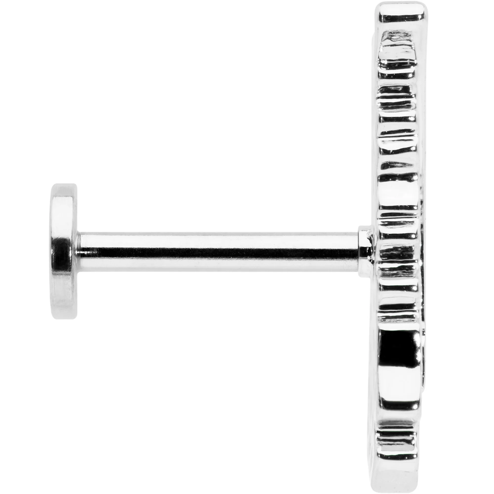 16G 5/16 Clear CZ Gem Feather Internally Threaded Labret Tragus - Image 3