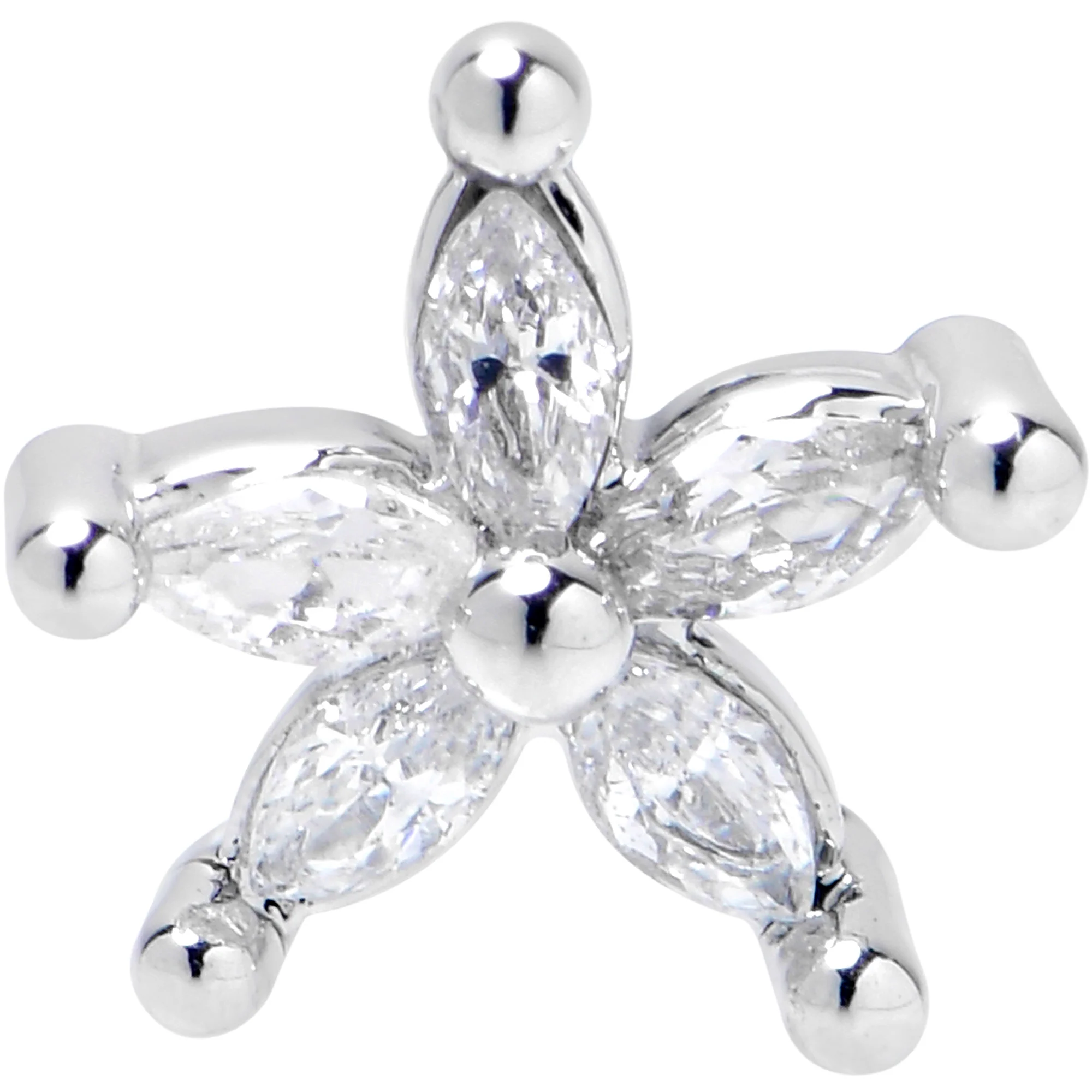 16G 5/16 Clear CZ Gem Flower Fantastic Internally Threaded Labret - Image 2