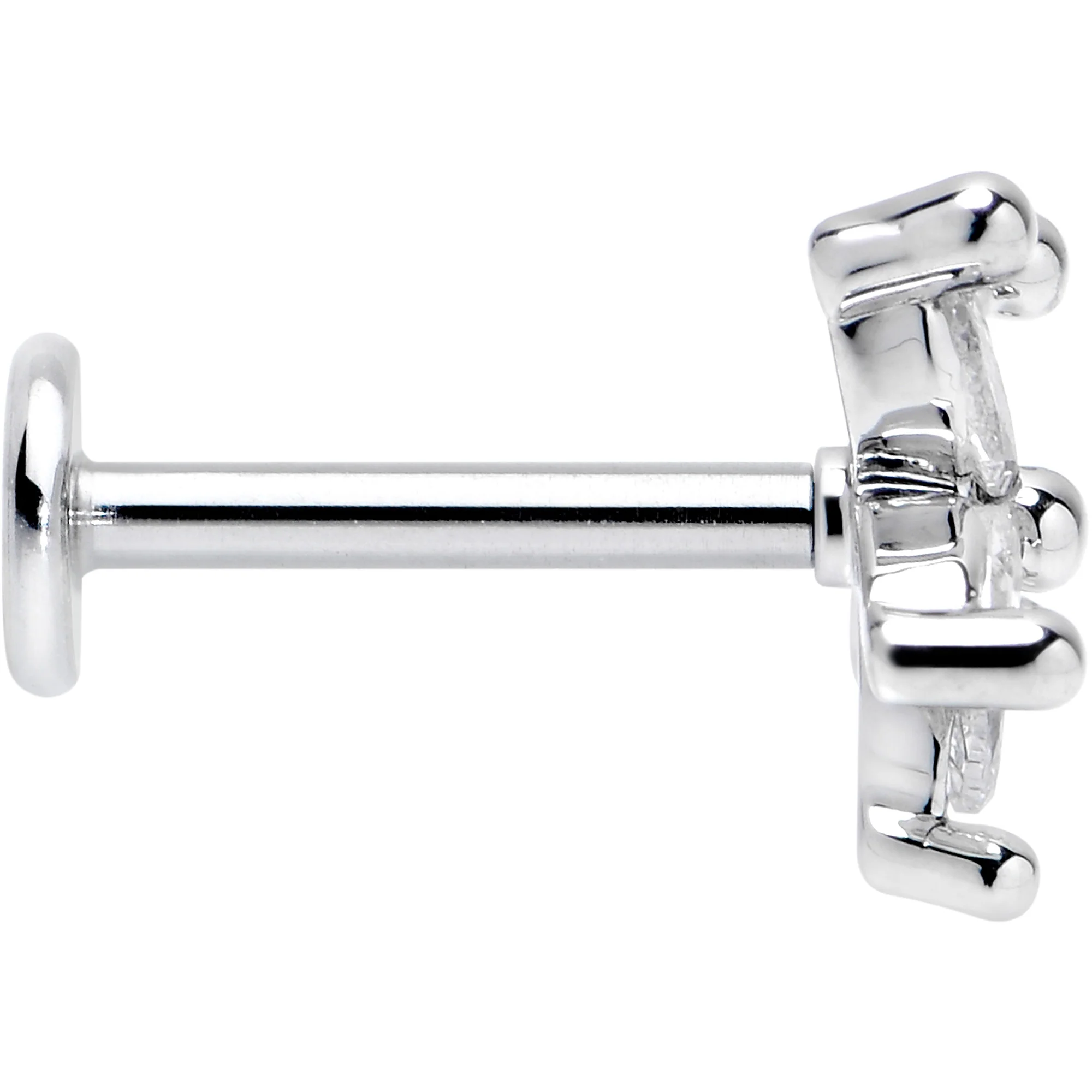 16G 5/16 Clear CZ Gem Flower Fantastic Internally Threaded Labret - Image 3