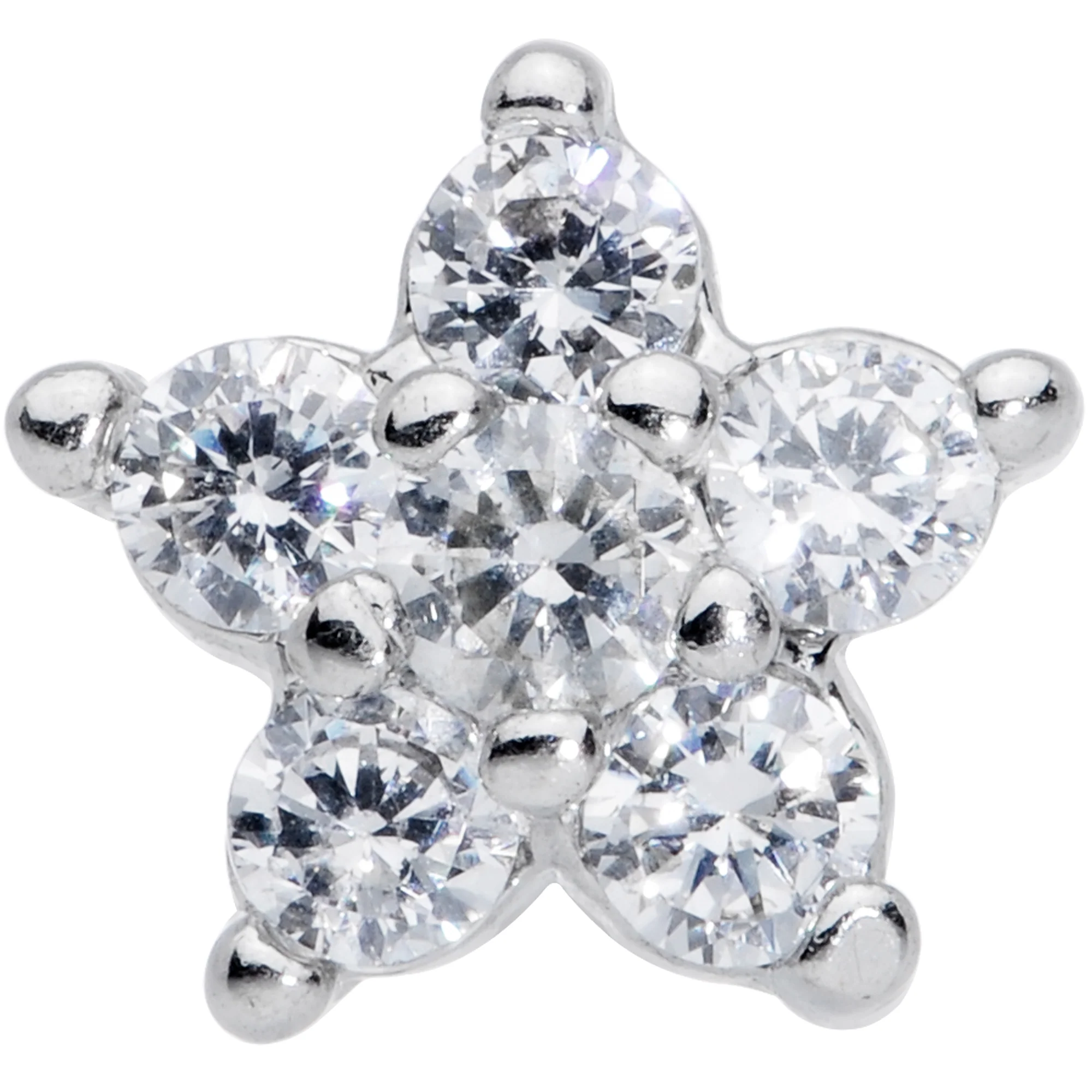 16G 5/16 Clear CZ Gem G23 Titanium Flower Cartilage Earring - Image 2