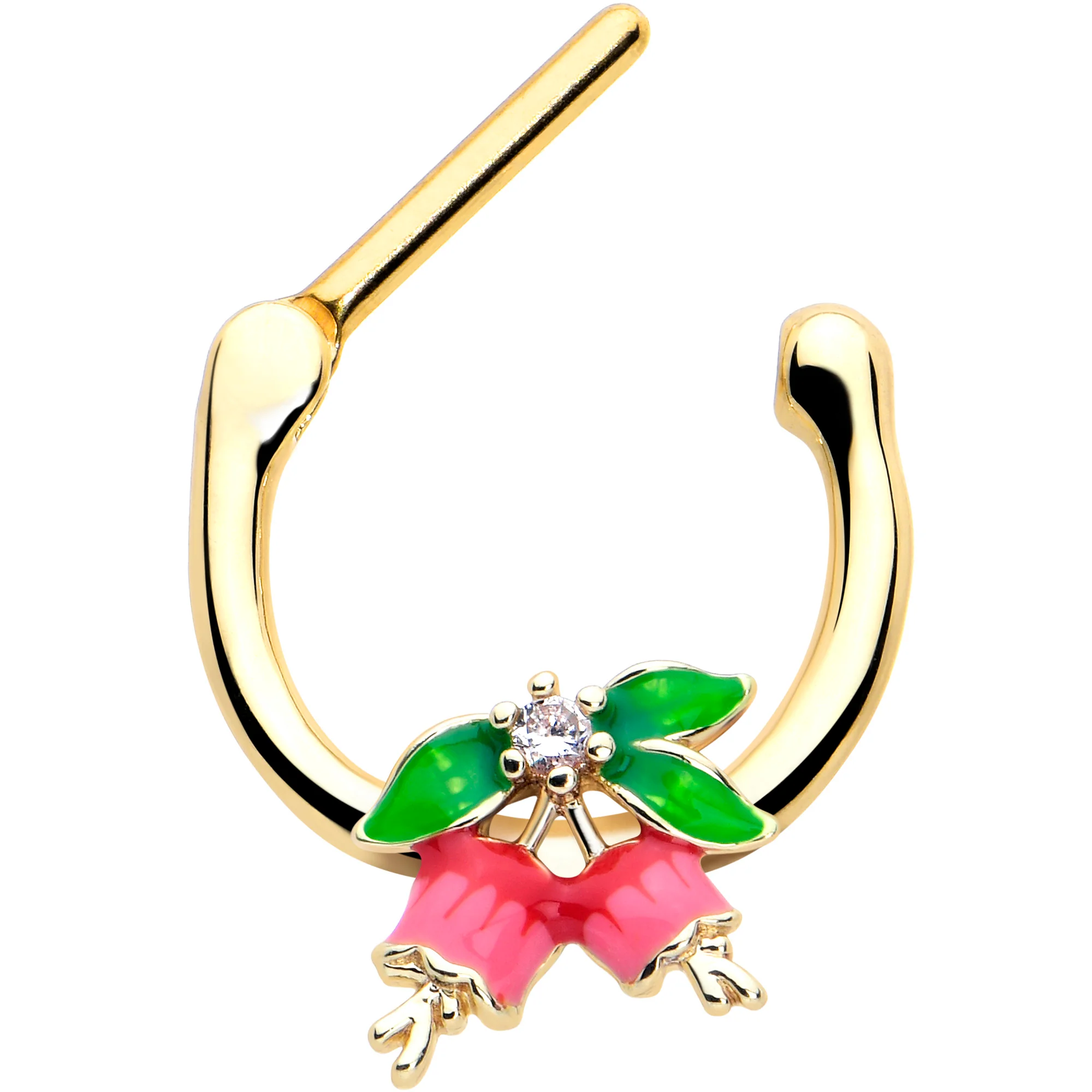 16G 5/16 Clear CZ Gem Gold Tone Bell Flower Cartilage Clicker - Image 2
