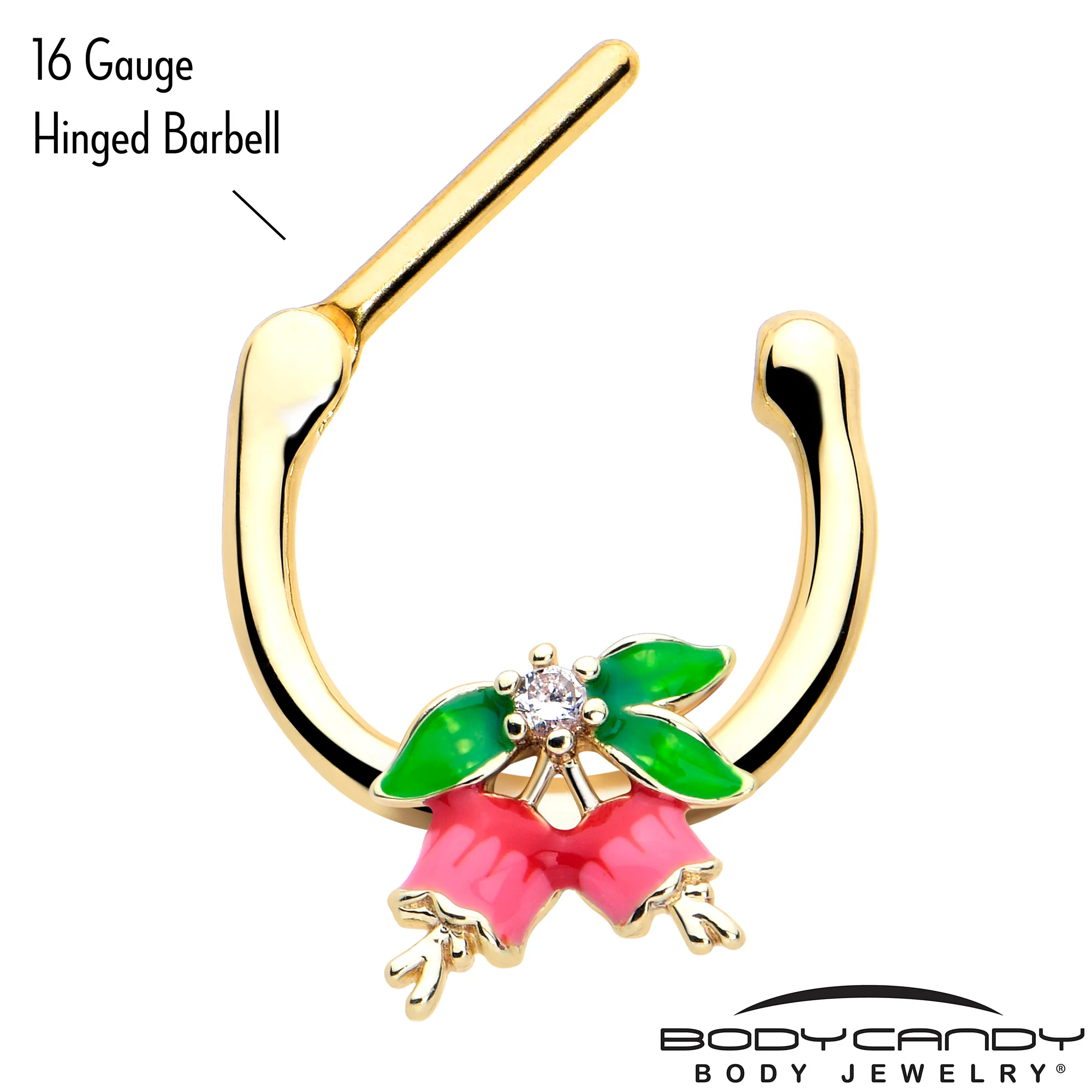 16G 5/16 Clear CZ Gem Gold Tone Bell Flower Cartilage Clicker - Image 3