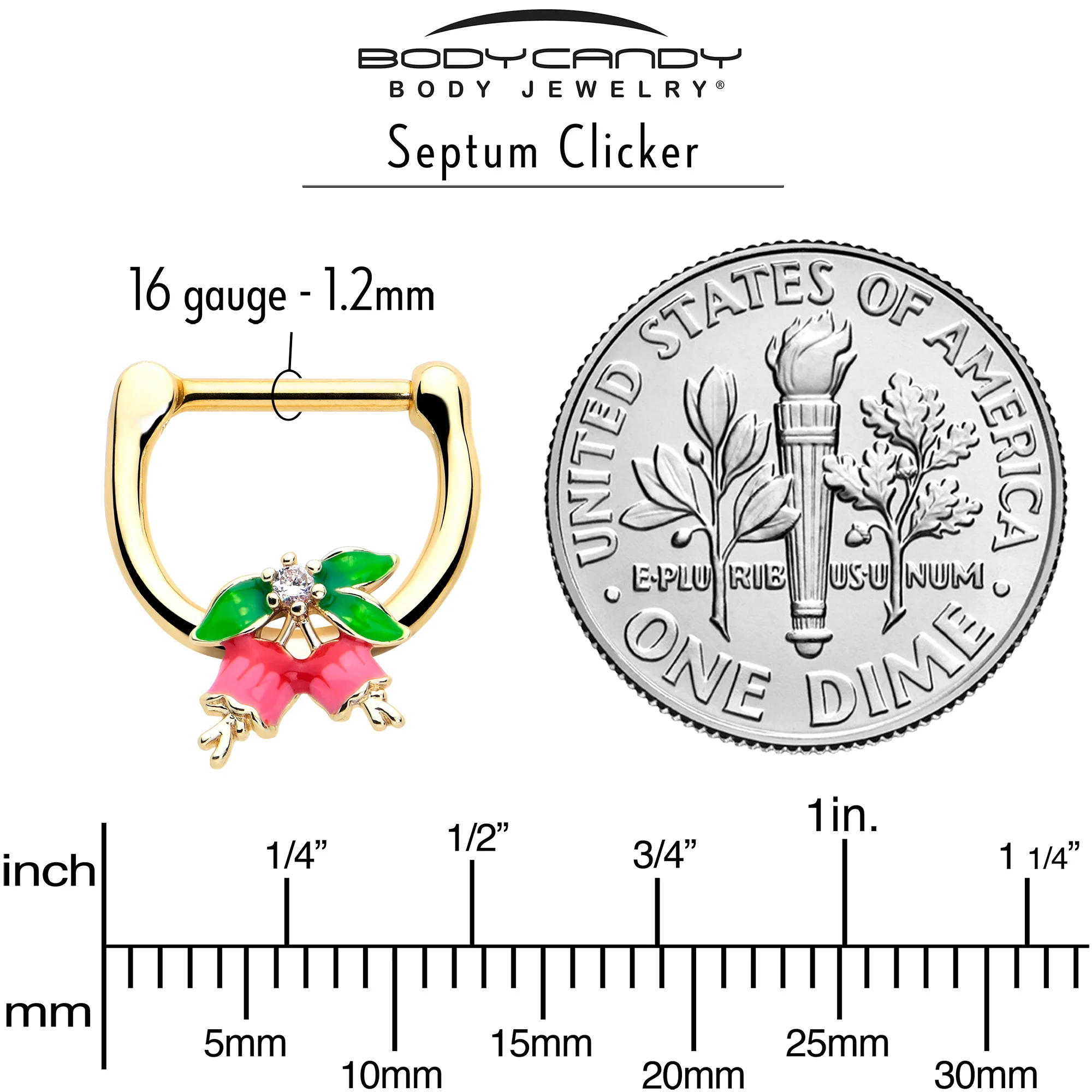 16G 5/16 Clear CZ Gem Gold Tone Bell Flower Cartilage Clicker - Image 4