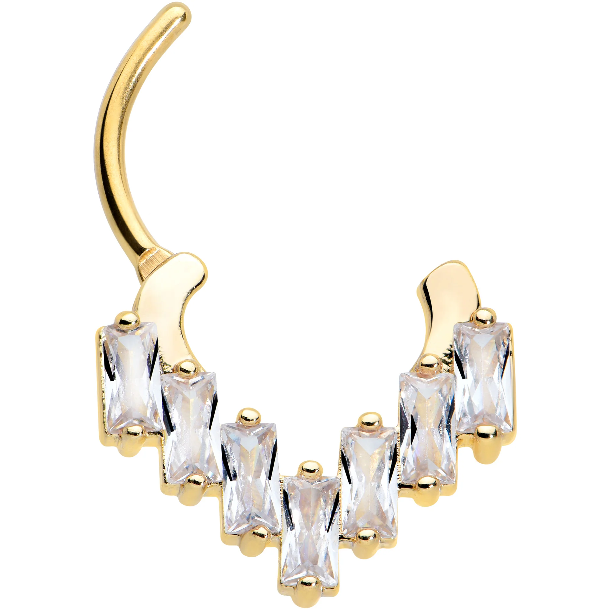 16G 5/16 Clear CZ Gem Gold Tone Chandelier Cartilage Clicker - Image 2