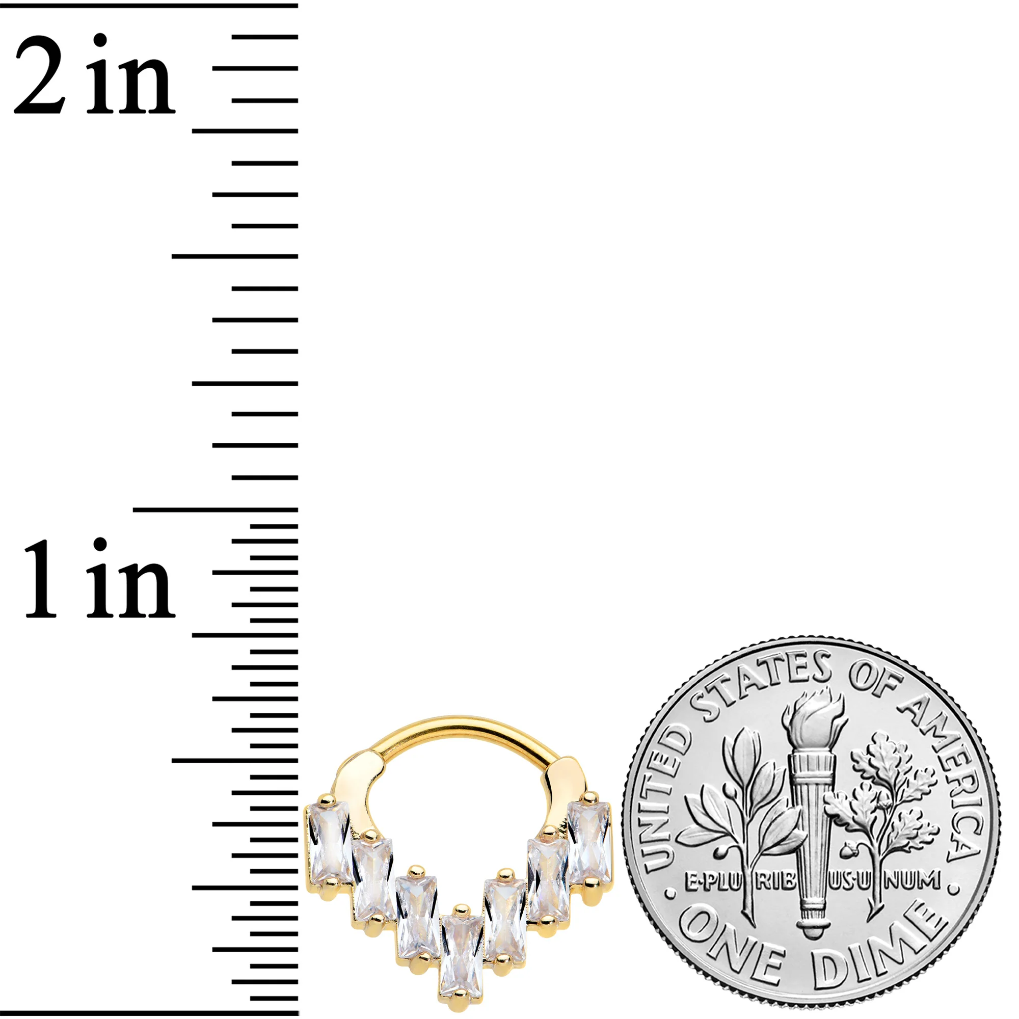 16G 5/16 Clear CZ Gem Gold Tone Chandelier Cartilage Clicker - Image 3