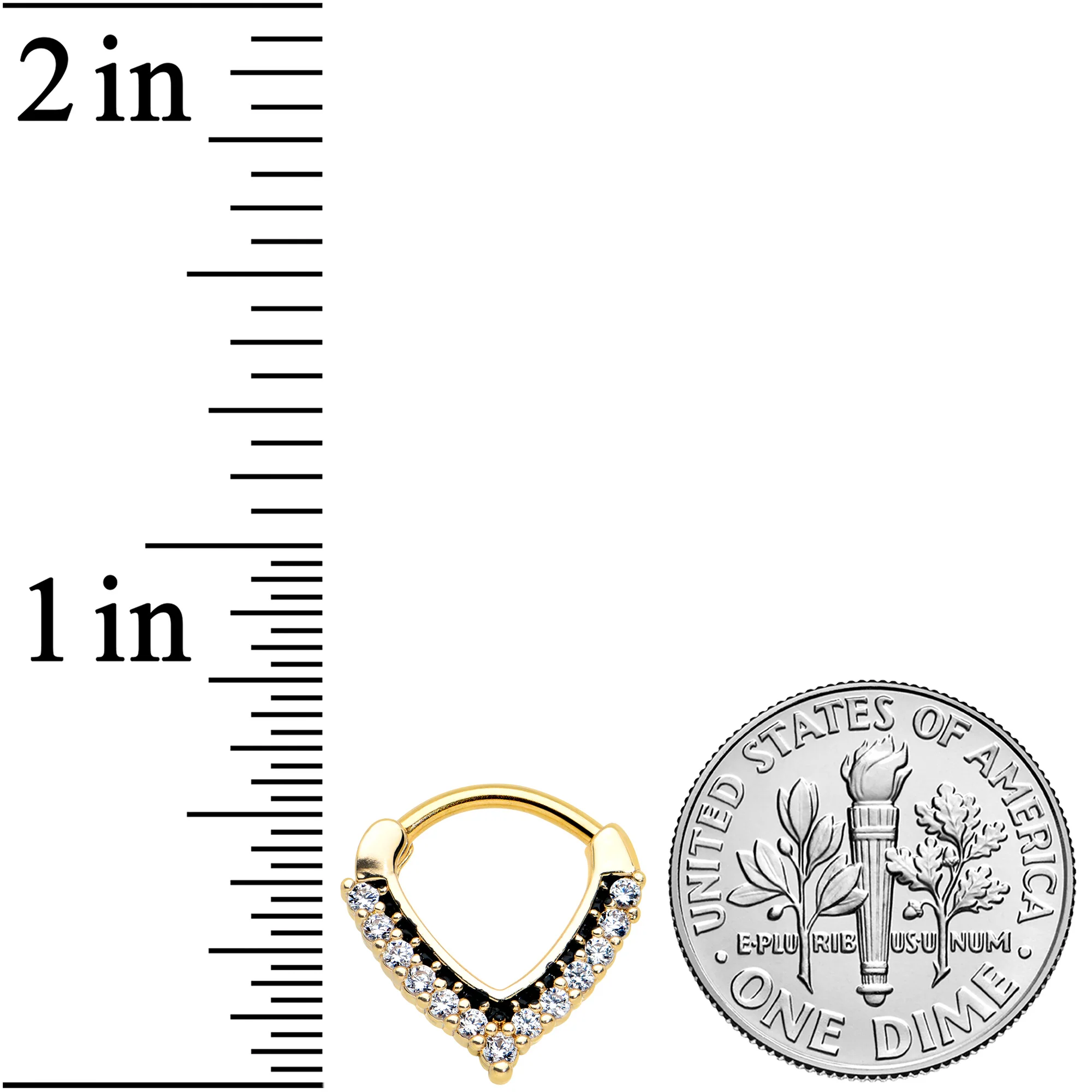 16G 5/16 Clear CZ Gem Gold Tone Classic Chevron Cartilage Clicker - Image 3