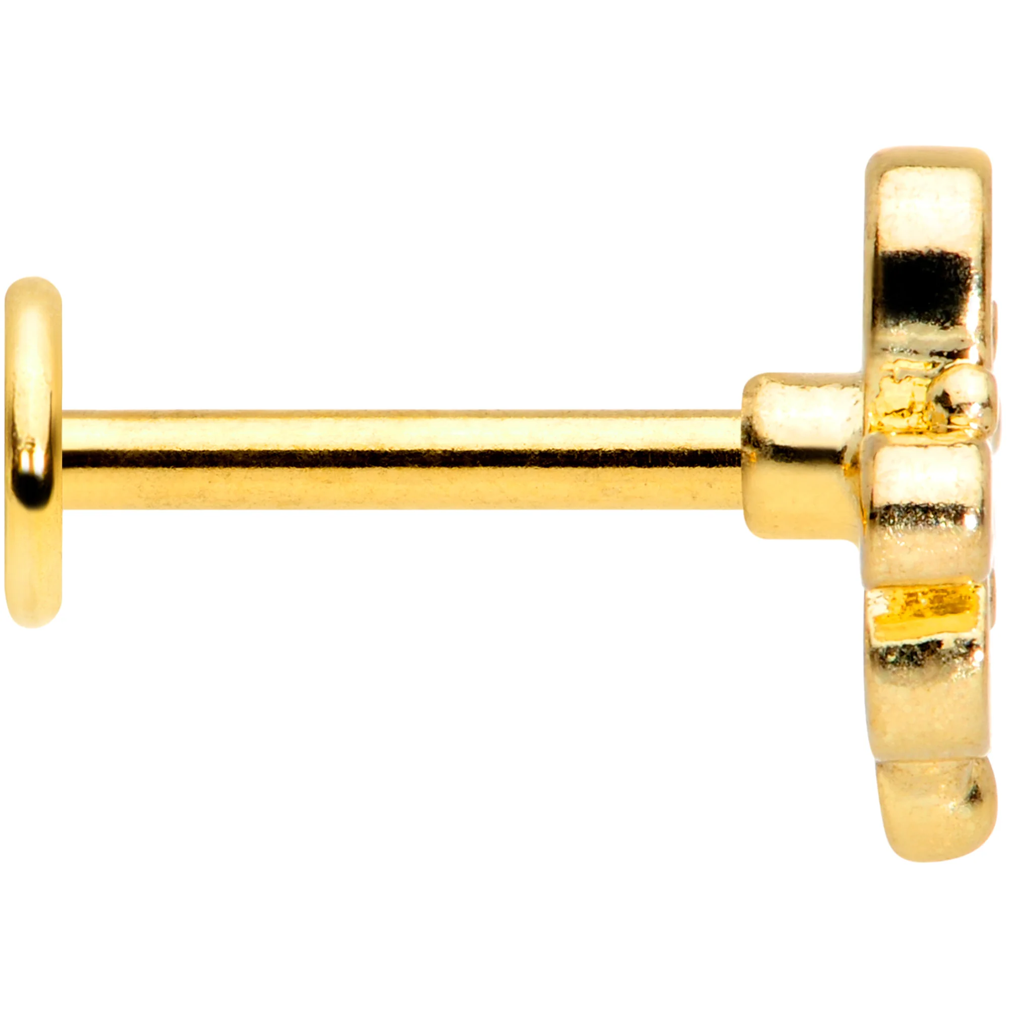 16G 5/16 Clear CZ Gem Gold Tone Fancy Heart Labret Monroe Tragus - Image 4