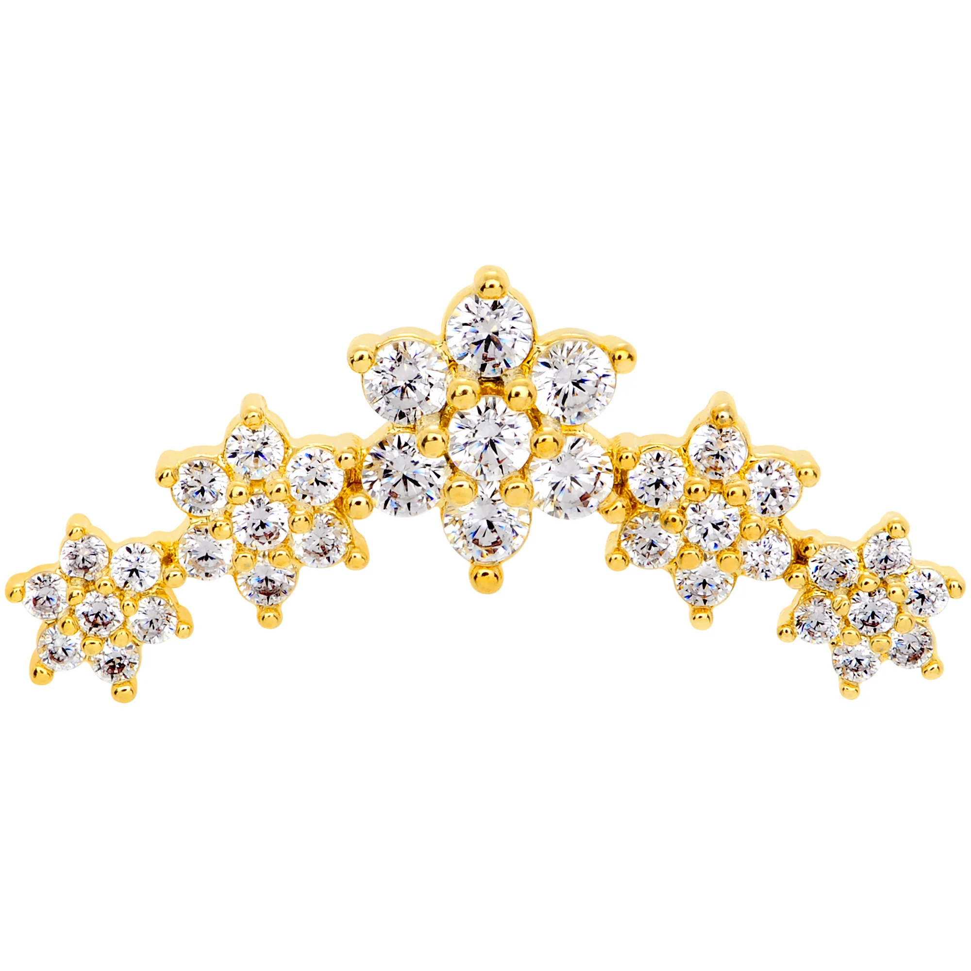 16G 5/16 Clear CZ Gem Gold Tone Floral Internal Thread Labret - Image 2