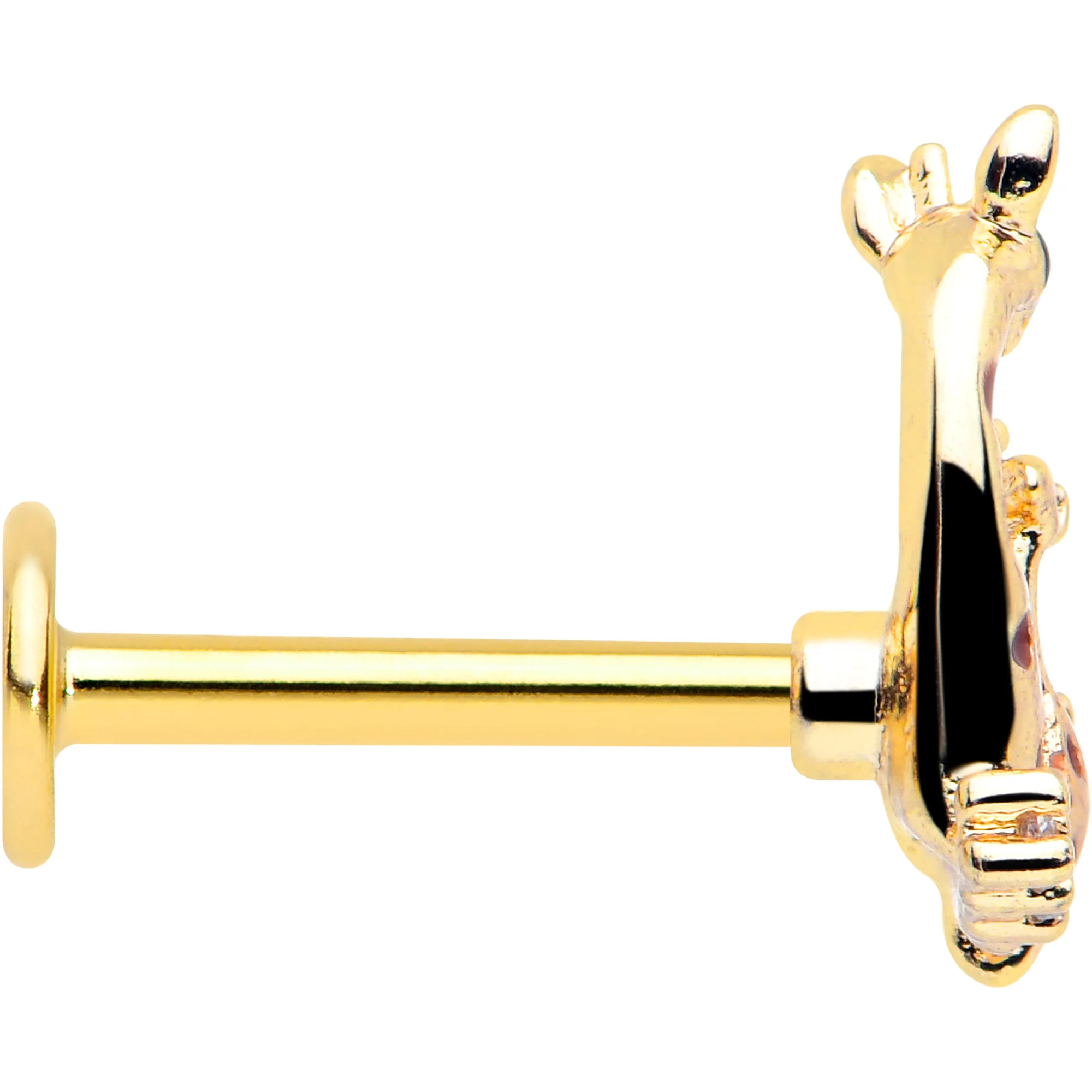 16G 5/16 Clear CZ Gem Gold Tone Mom Baby Giraffe Flatback Stud - Image 4