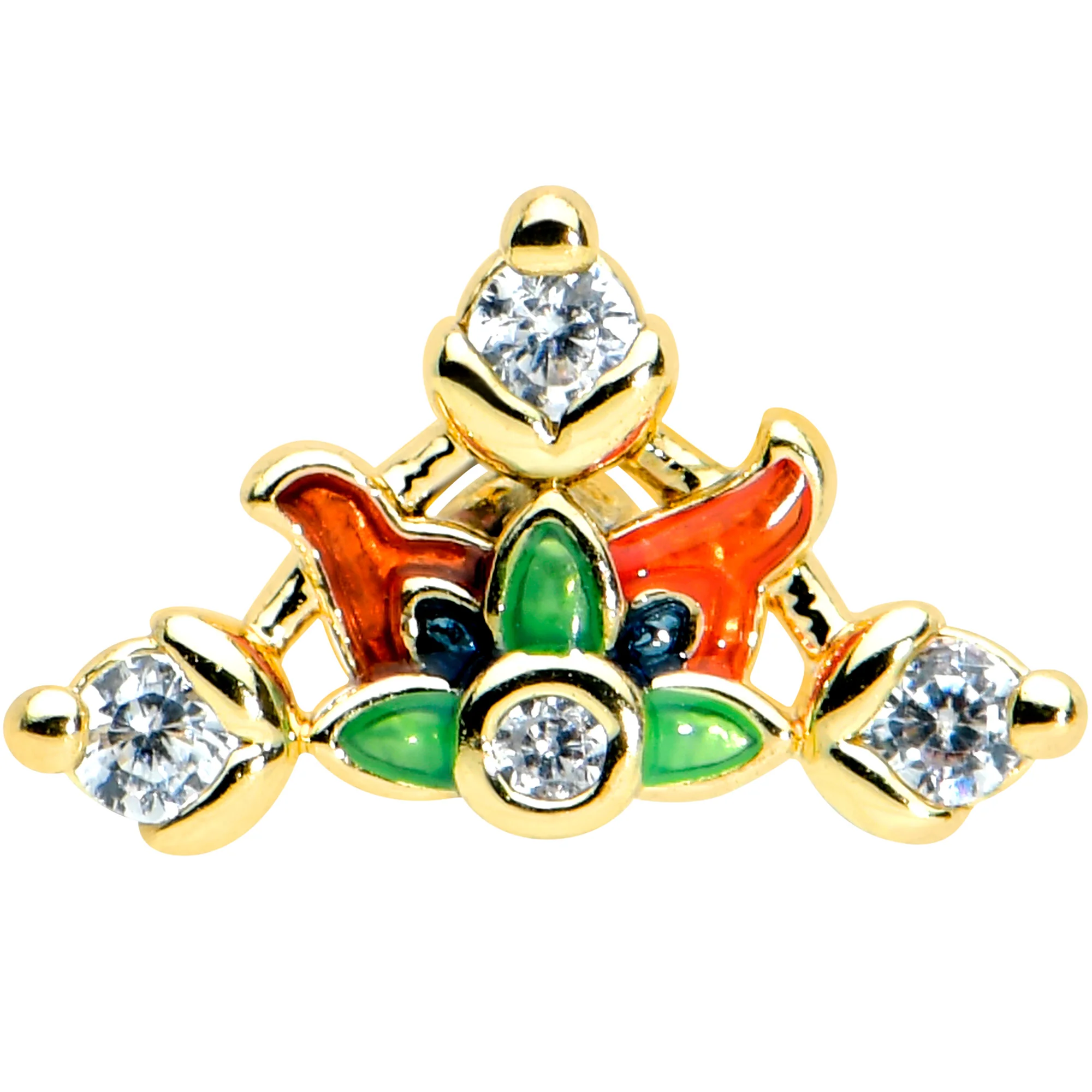 16G 5/16 Clear CZ Gem Gold Tone Mythic Dragon Labret Tragus - Image 2