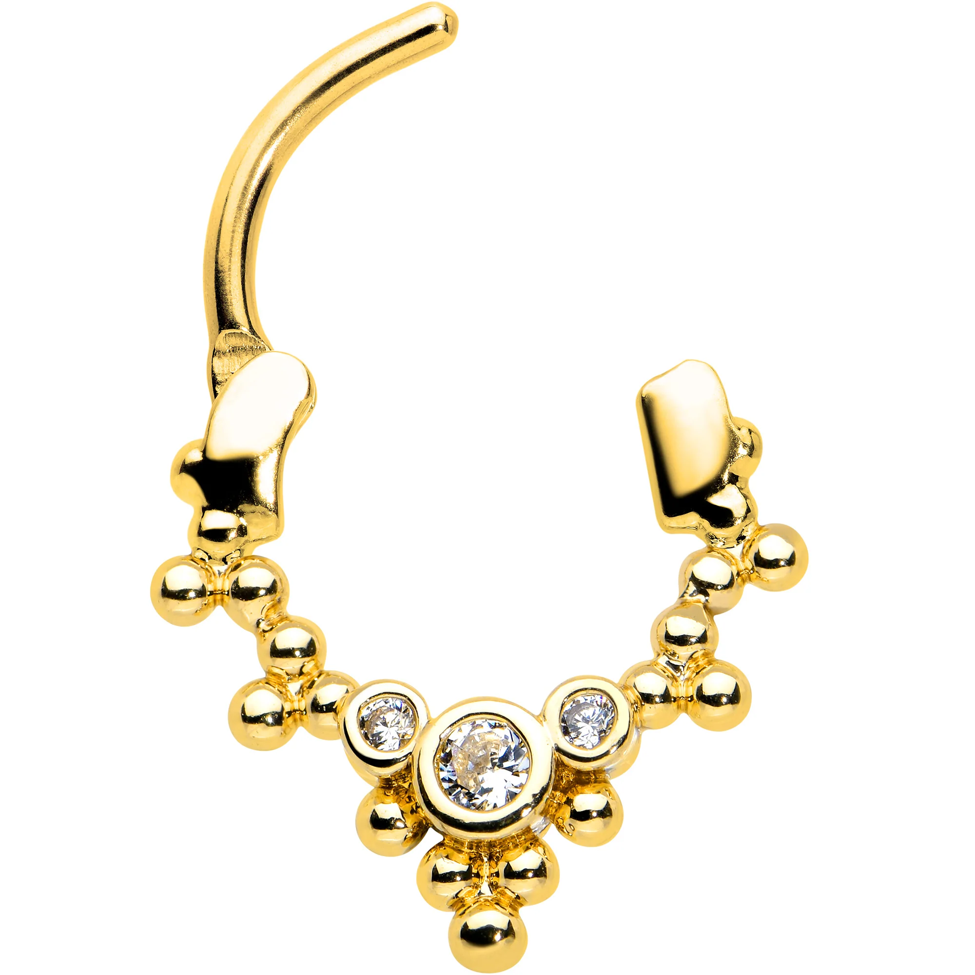 16G 5/16 Clear CZ Gem Gold Tone Princess Cartilage Clicker - Image 2