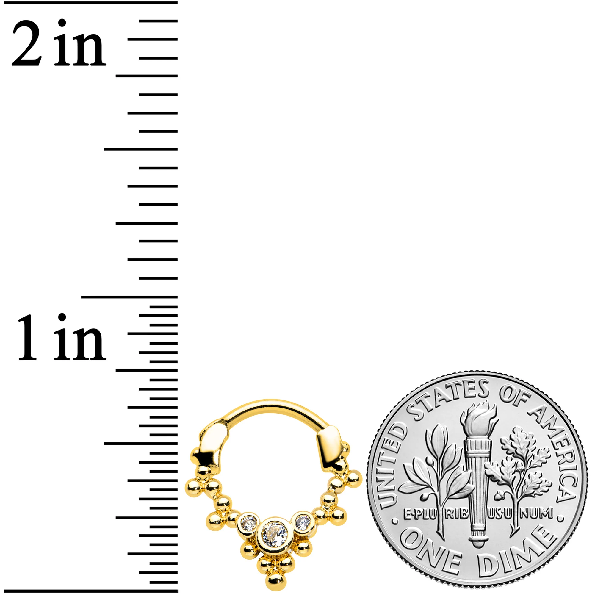 16G 5/16 Clear CZ Gem Gold Tone Princess Cartilage Clicker - Image 3