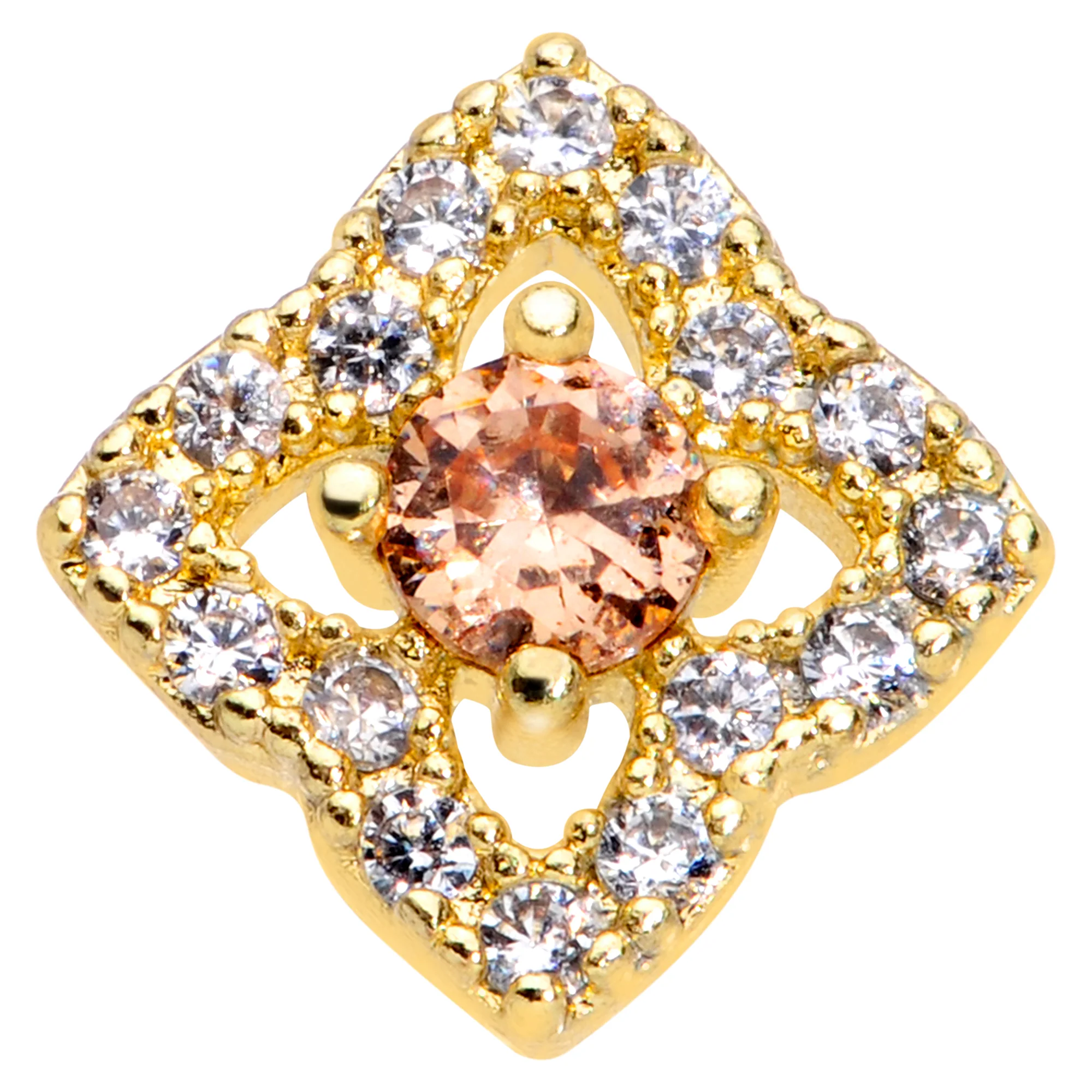 16G 5/16 Clear CZ Gem Gold Tone Rhombus Labret Monroe Tragus - Image 2