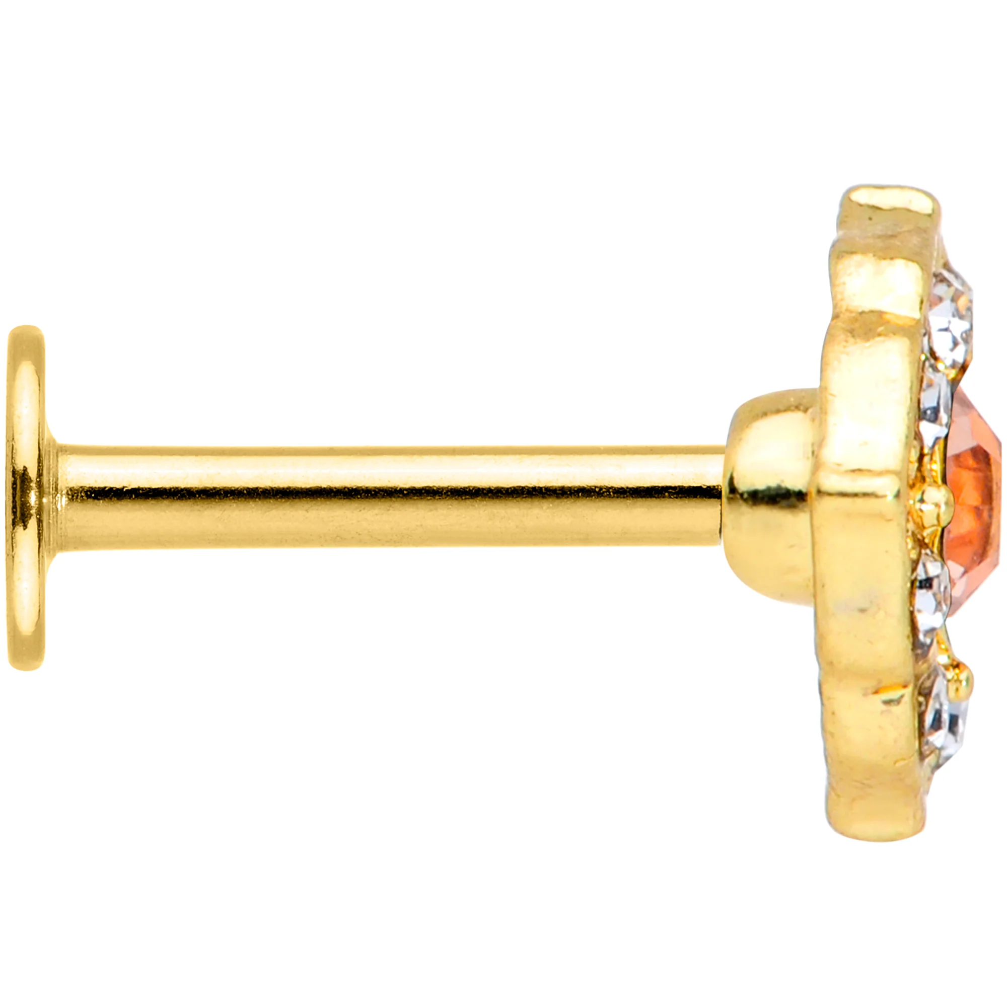 16G 5/16 Clear CZ Gem Gold Tone Rhombus Labret Monroe Tragus - Image 3