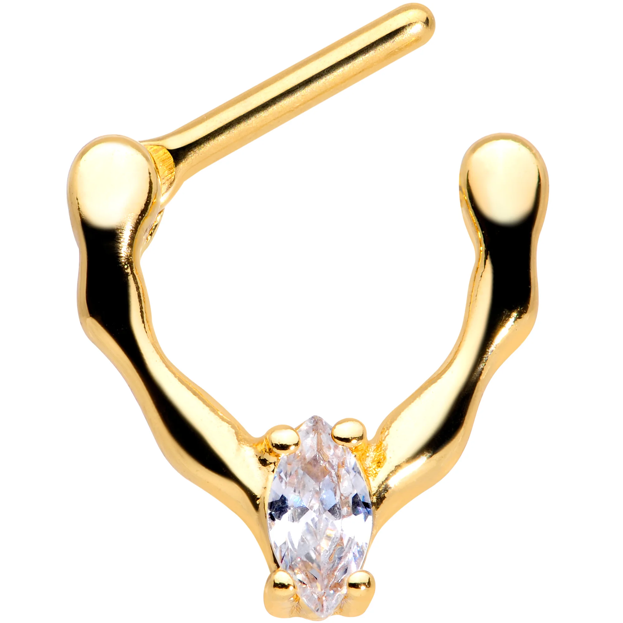 16G 5/16 Clear CZ Gem Gold Tone Simple Cartilage Clicker - Image 2