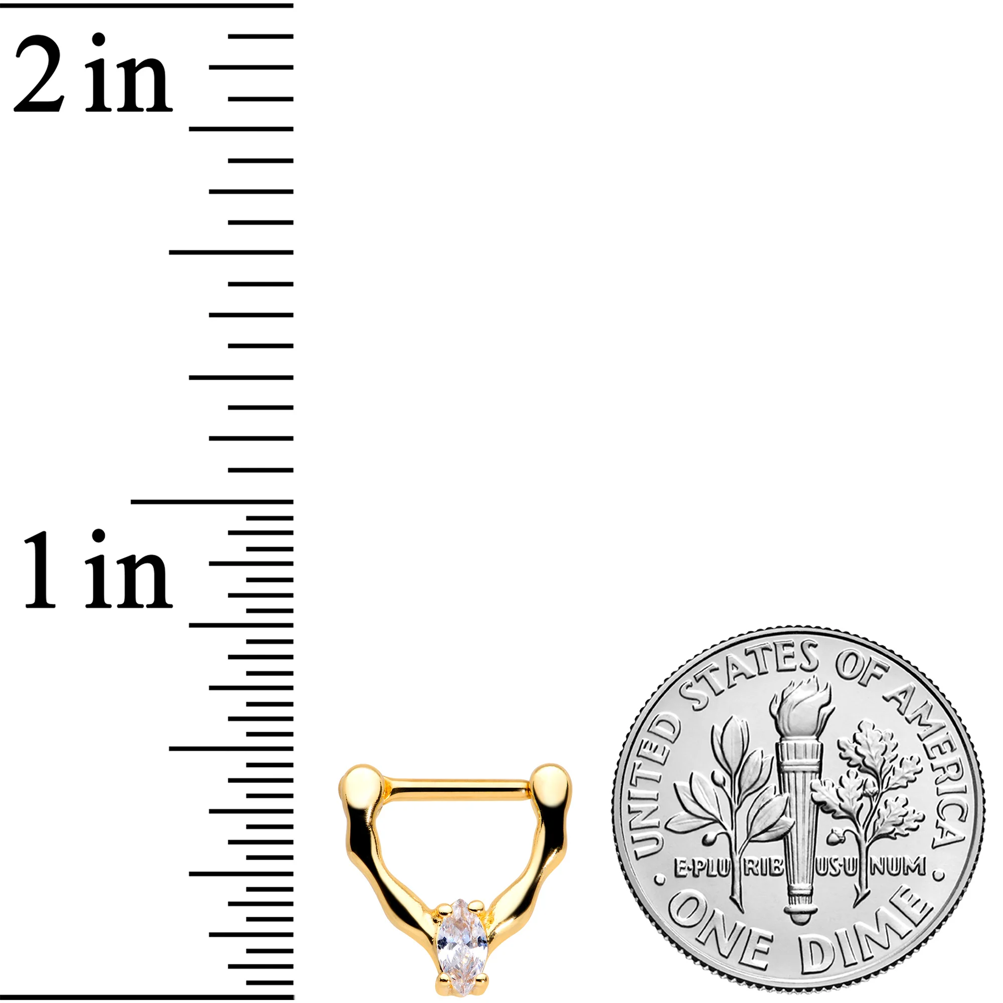 16G 5/16 Clear CZ Gem Gold Tone Simple Cartilage Clicker - Image 3