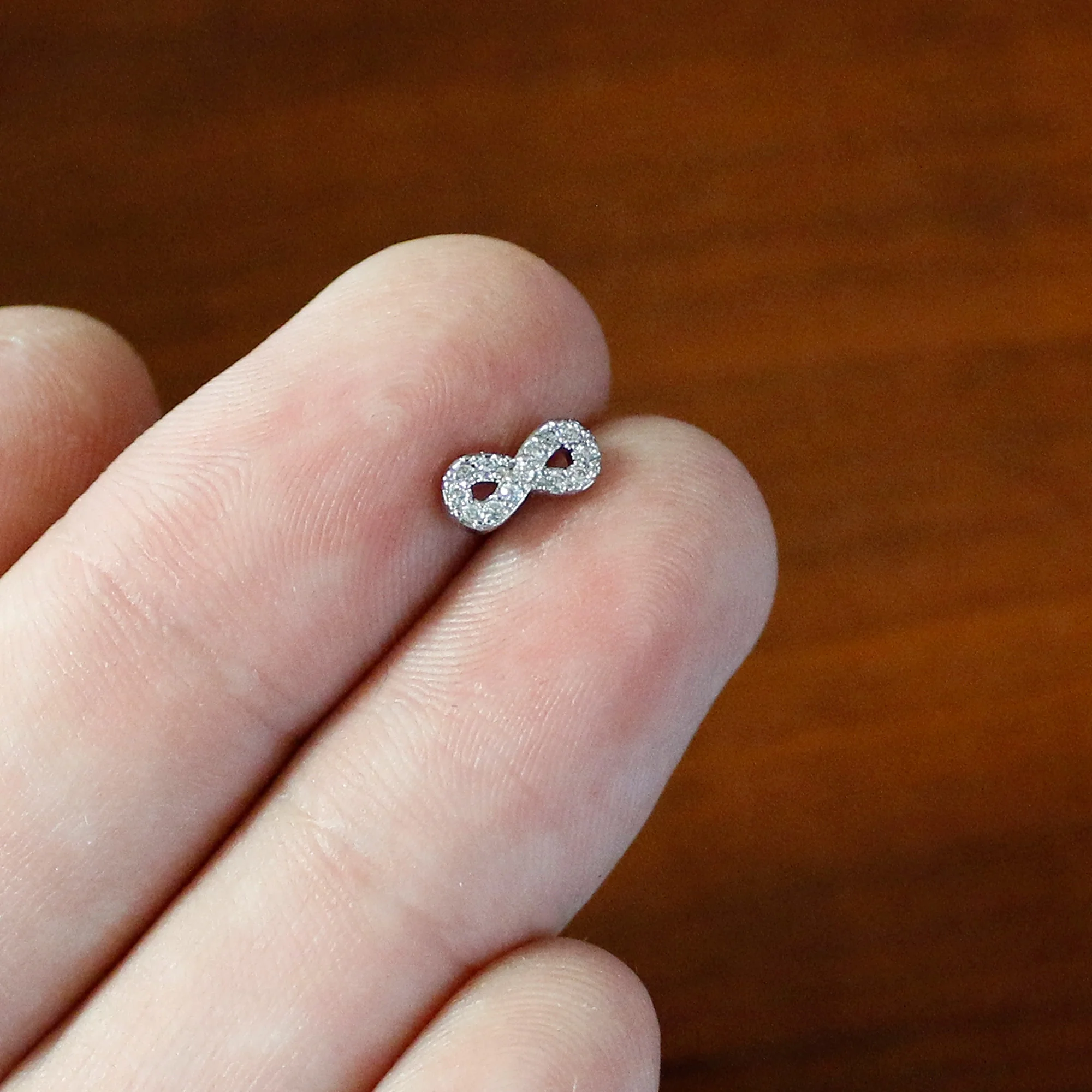 16G 5/16 Clear CZ Gem Internal Thread Infinity Sign Labret Tragus - Image 6