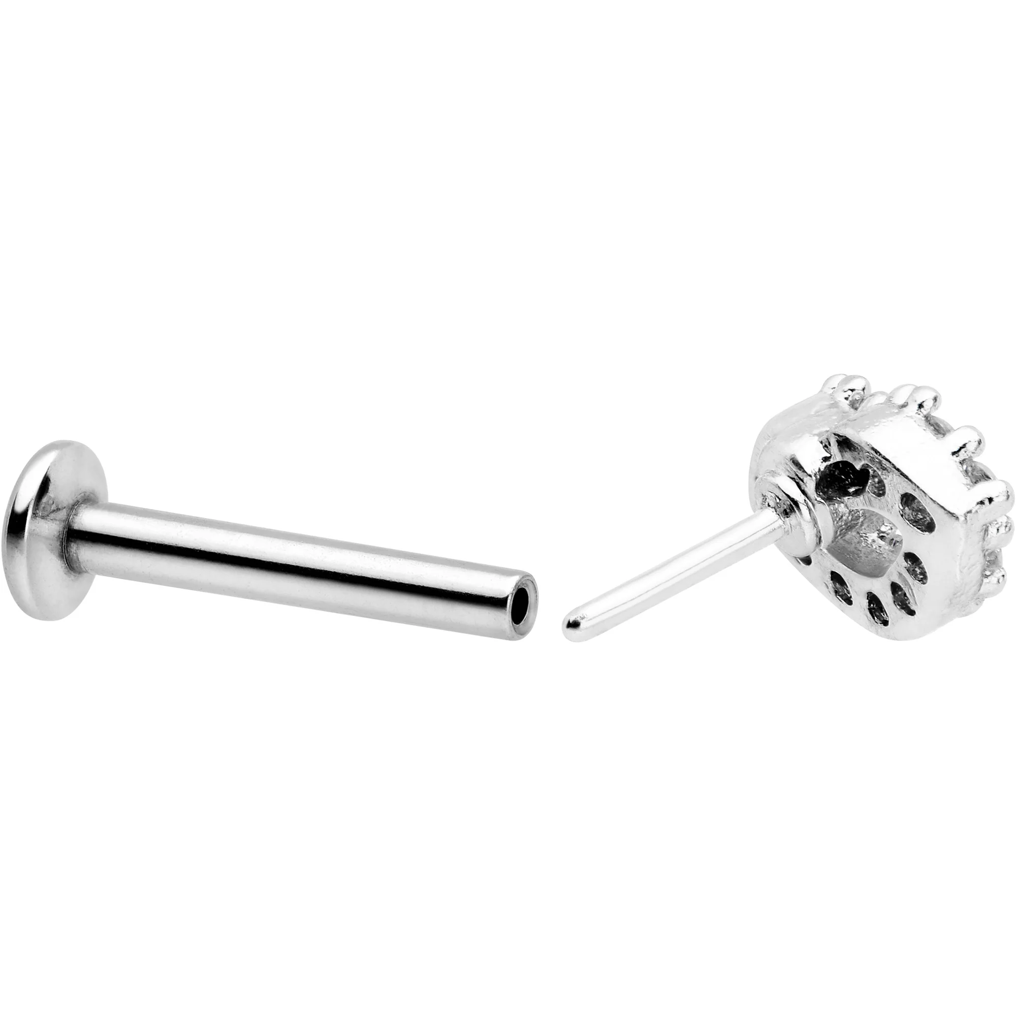 16G 5/16 Clear CZ Gem Kissy Lips Threadless Labret Monroe Tragus - Image 4