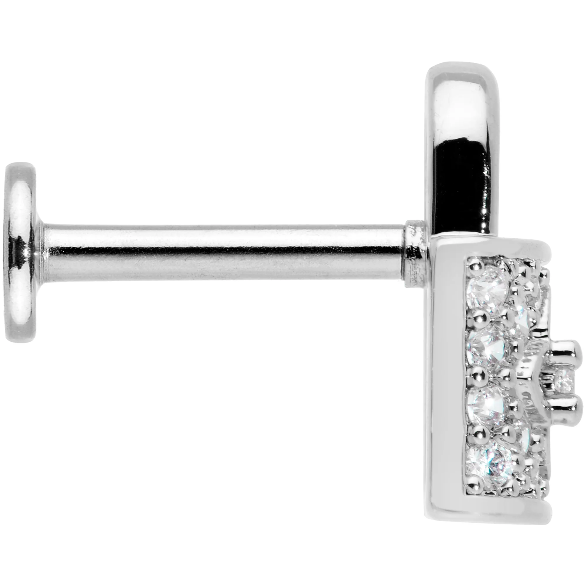 16G 5/16 Clear CZ Gem Lock It Up Labret Monroe Tragus - Image 3