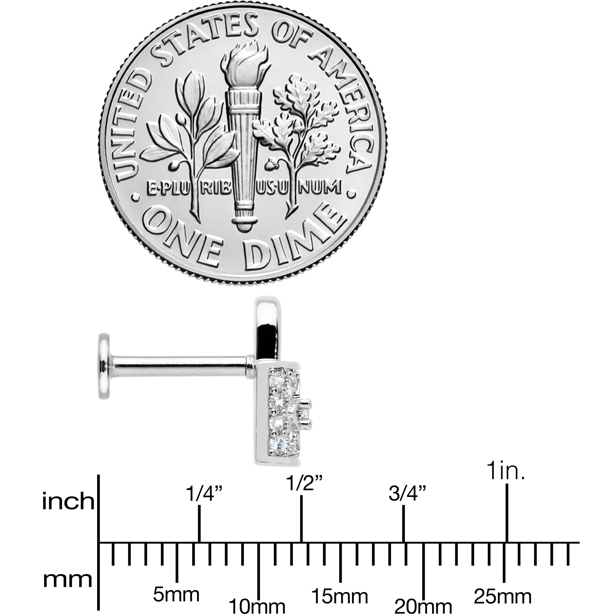 16G 5/16 Clear CZ Gem Lock It Up Labret Monroe Tragus - Image 5