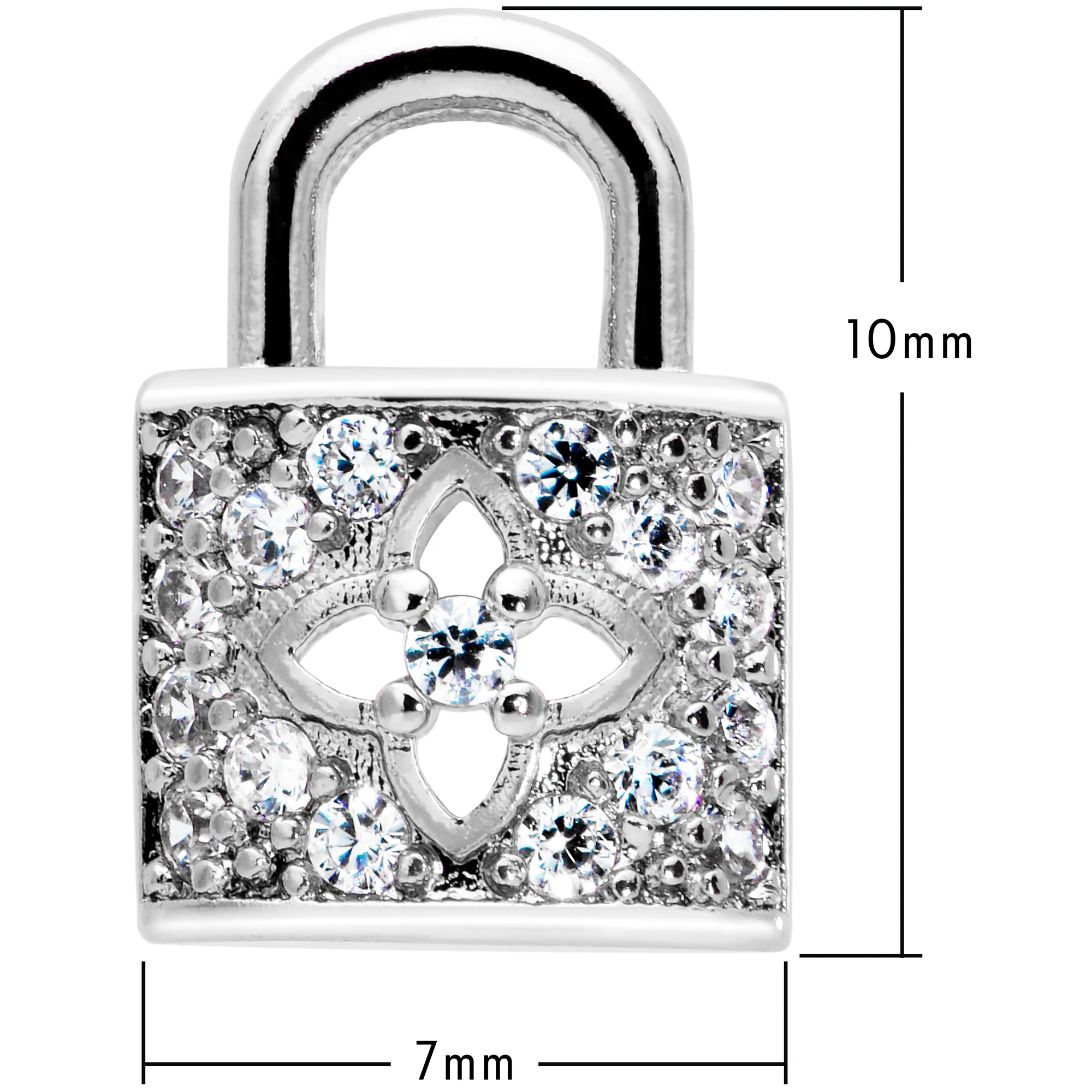 16G 5/16 Clear CZ Gem Lock It Up Labret Monroe Tragus - Image 7