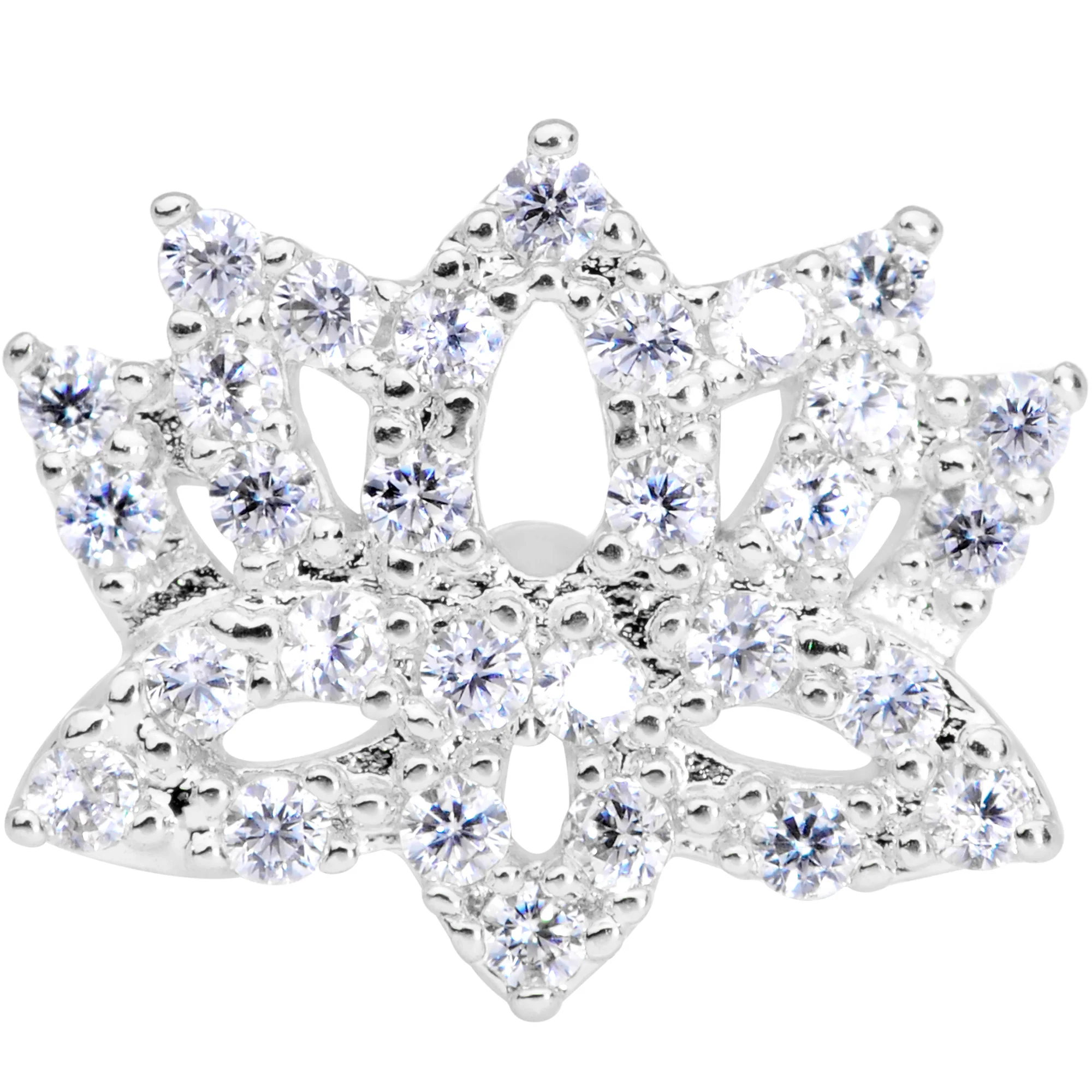 16G 5/16 Clear CZ Gem Lotus Flower Labret Monroe Tragus - Image 2