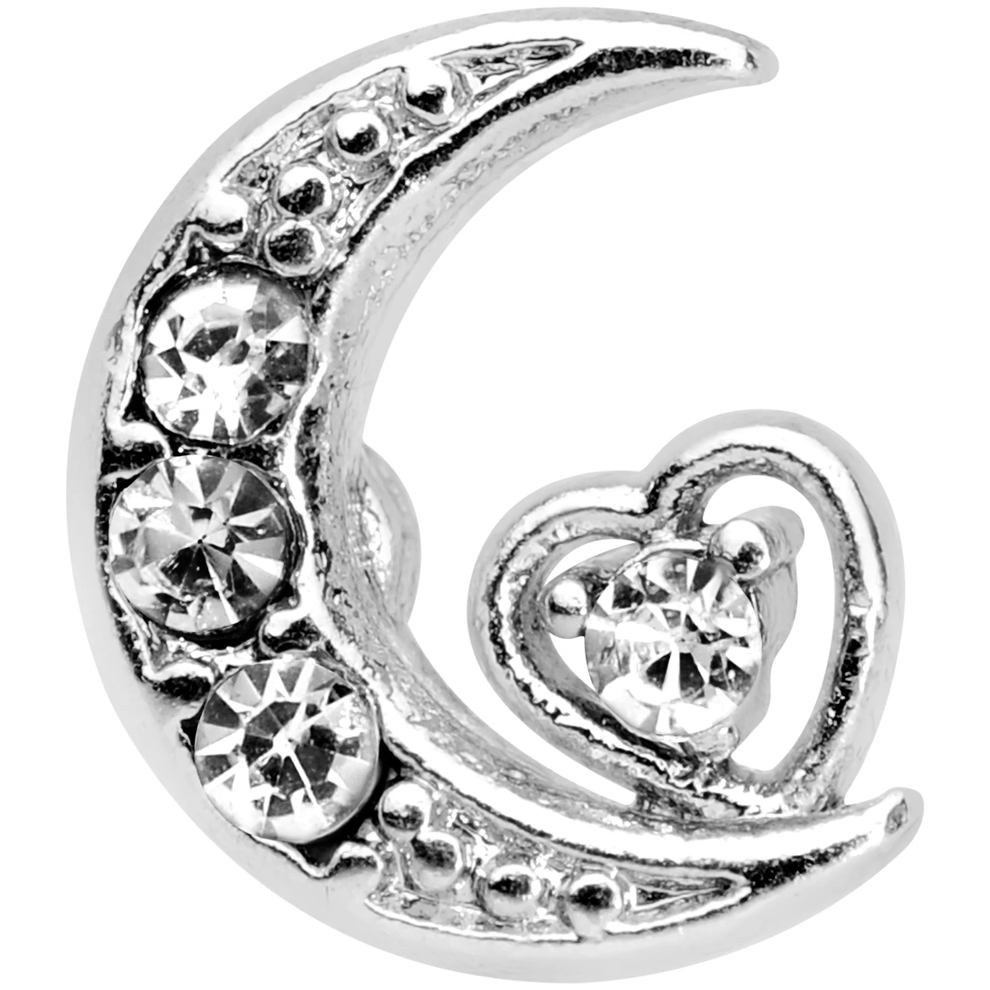 16G 5/16 Clear CZ Gem Moon Heart Labret Monroe Tragus - Image 2
