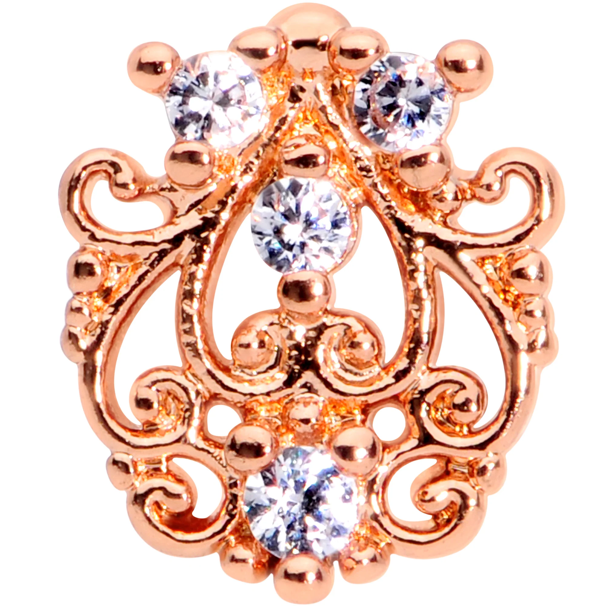 16G 5/16 Clear CZ Gem Rose Gold Tone Elegant Labret Monroe Tragus - Image 2