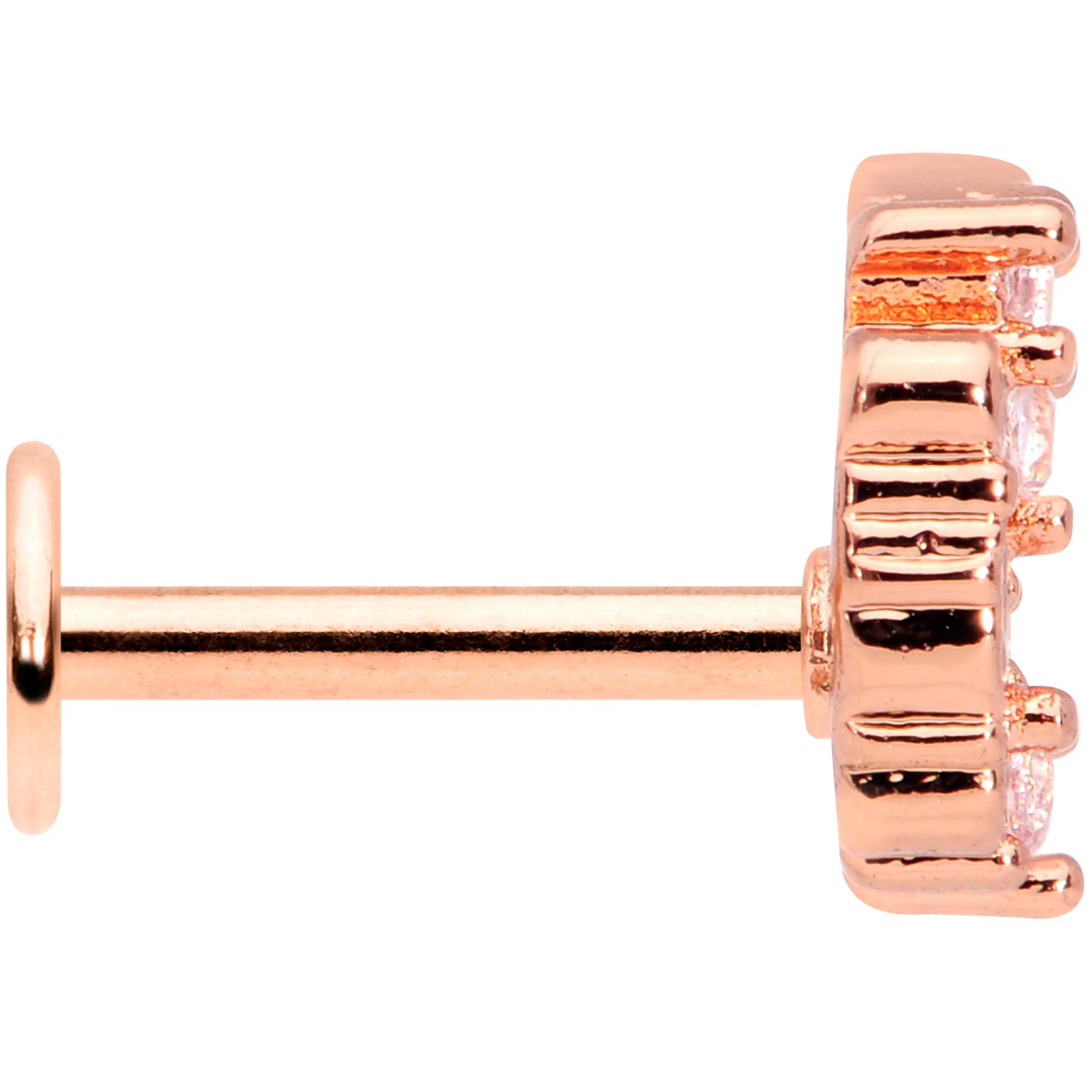 16G 5/16 Clear CZ Gem Rose Gold Tone Elegant Labret Monroe Tragus - Image 3