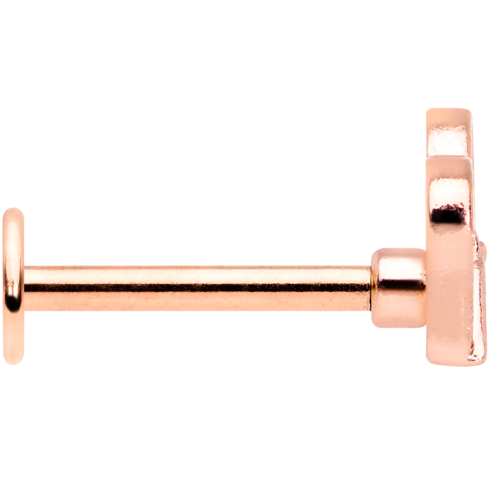 16G 5/16 Clear CZ Gem Rose Gold Tone Heart Butterfly Labret - Image 3