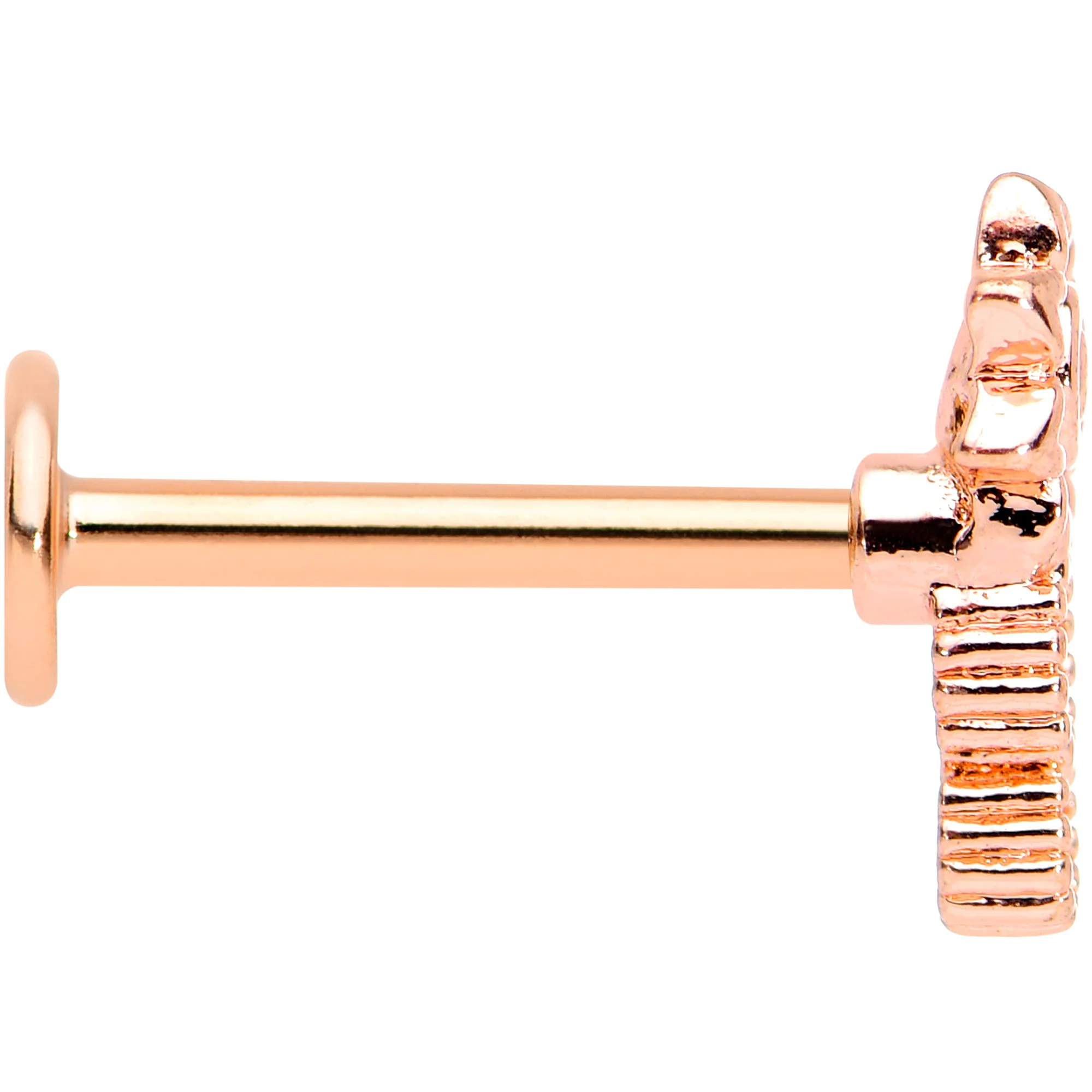 16G 5/16 Clear CZ Gem Rose Gold Tone Lil Sun Labret Monroe Tragus - Image 3
