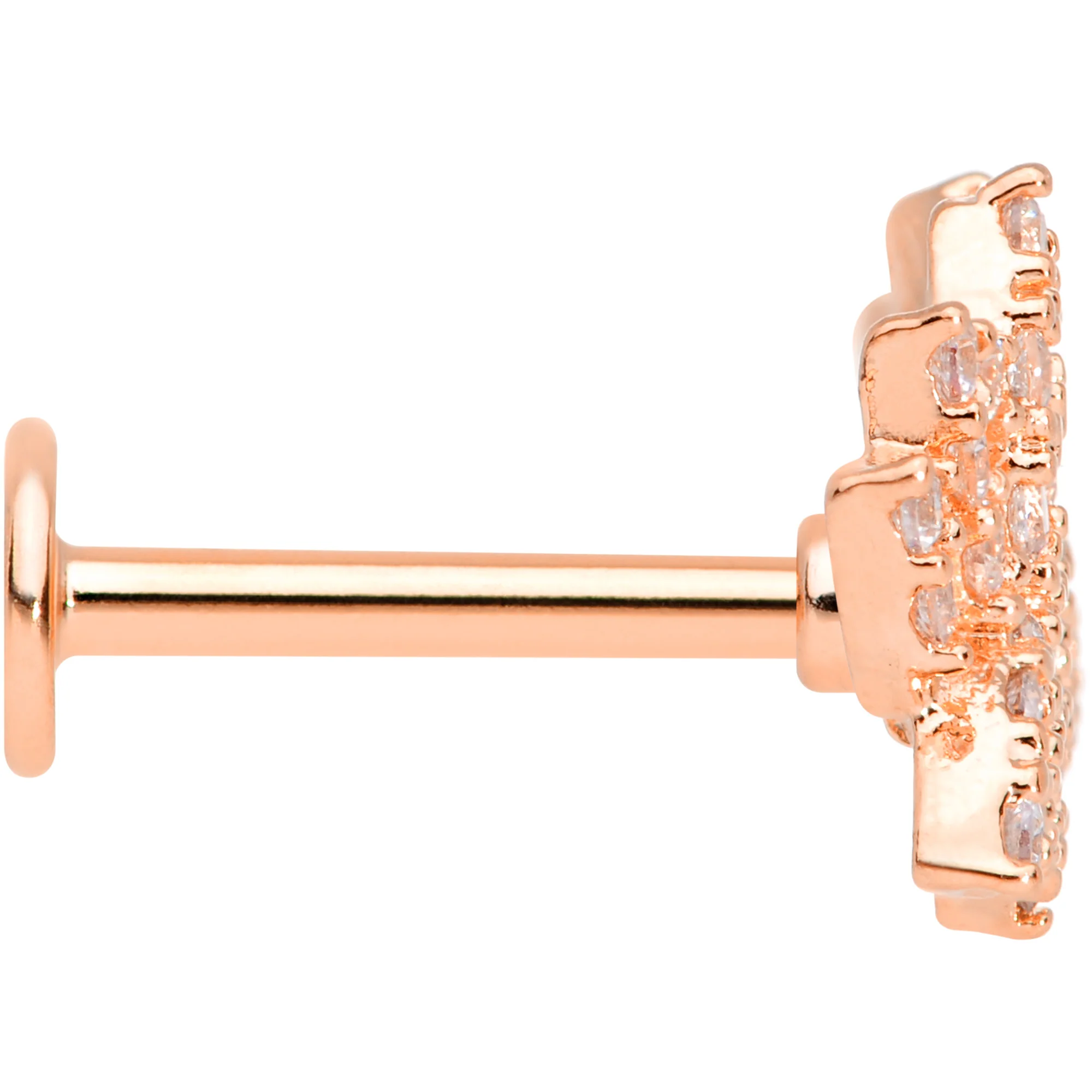16G 5/16 Clear CZ Gem Rose Gold Tone Lotus Flower Labret Monroe - Image 3