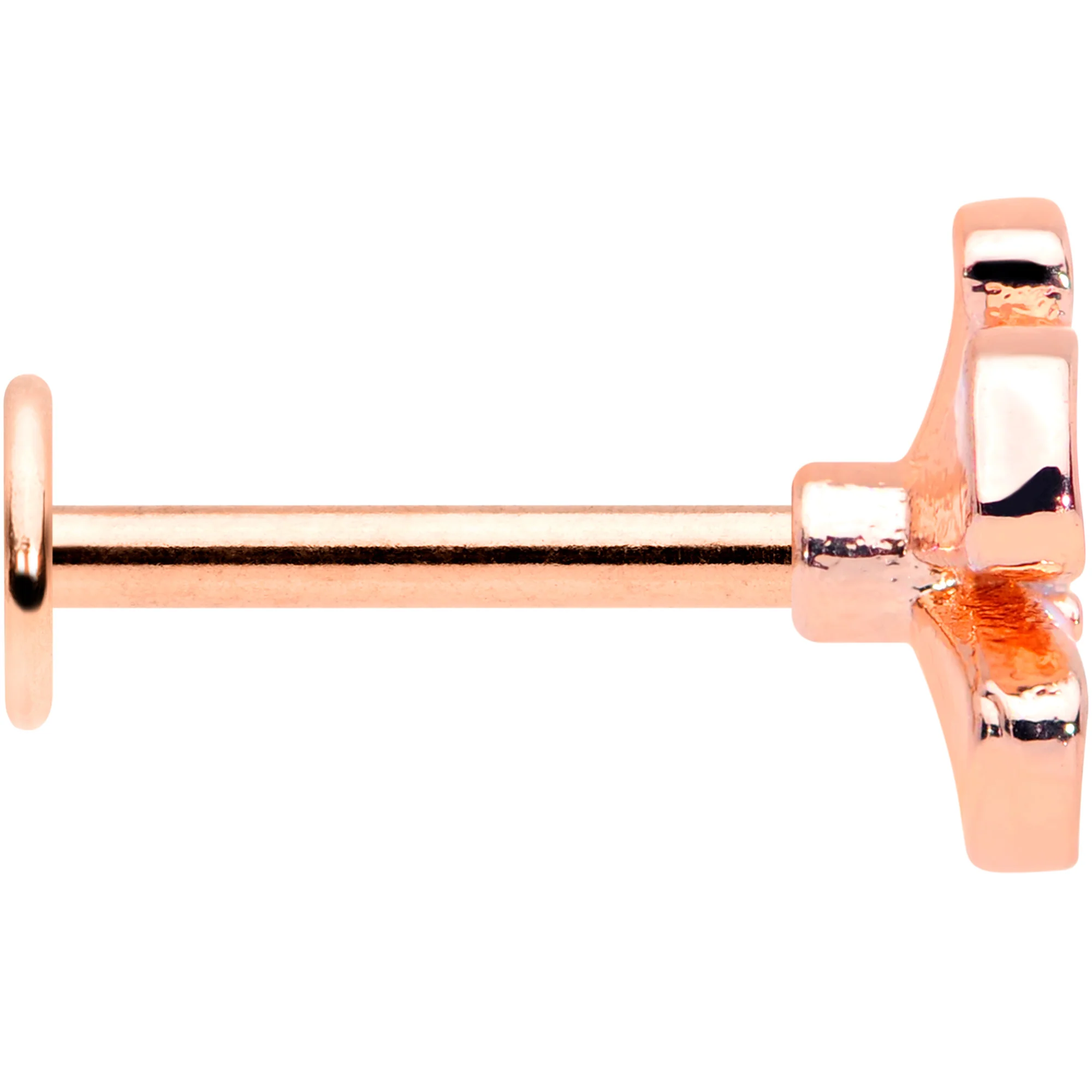 16G 5/16 Clear CZ Gem Rose Gold Tone White Flower Labret Tragus - Image 3